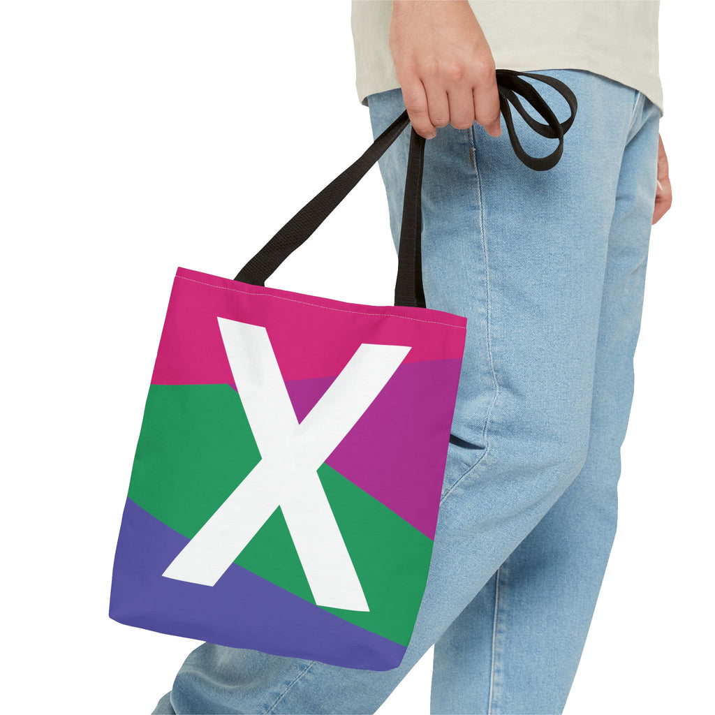 Monogram 'X' Colorblock Tote Bag — Personalized Initial X Shoulder Tote