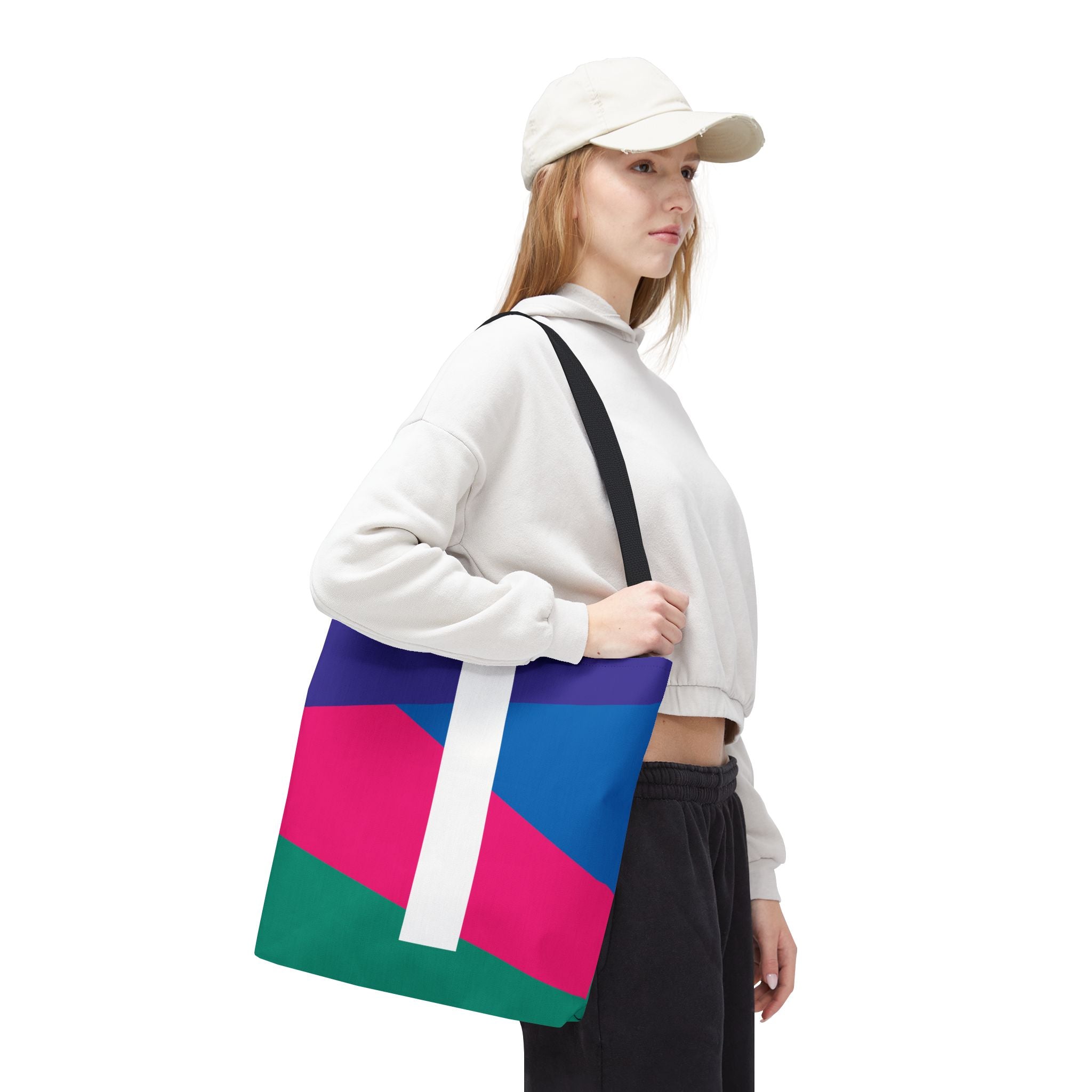 Monogram 'I' Colorblock Tote Bag — Personalized Initial I Shoulder Tote