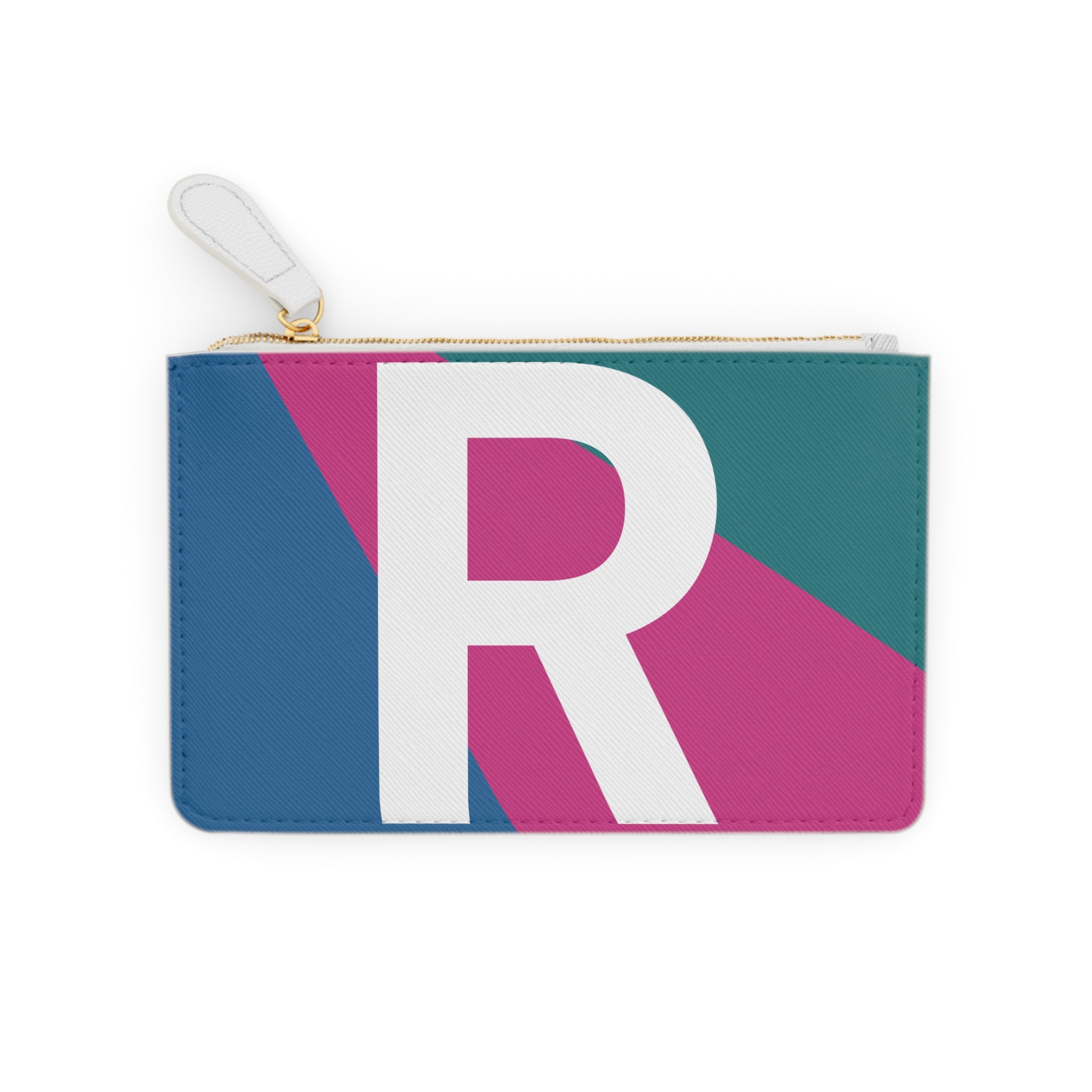 Initial R Mini Clutch — Colorblock Monogram Wristlet Wallet