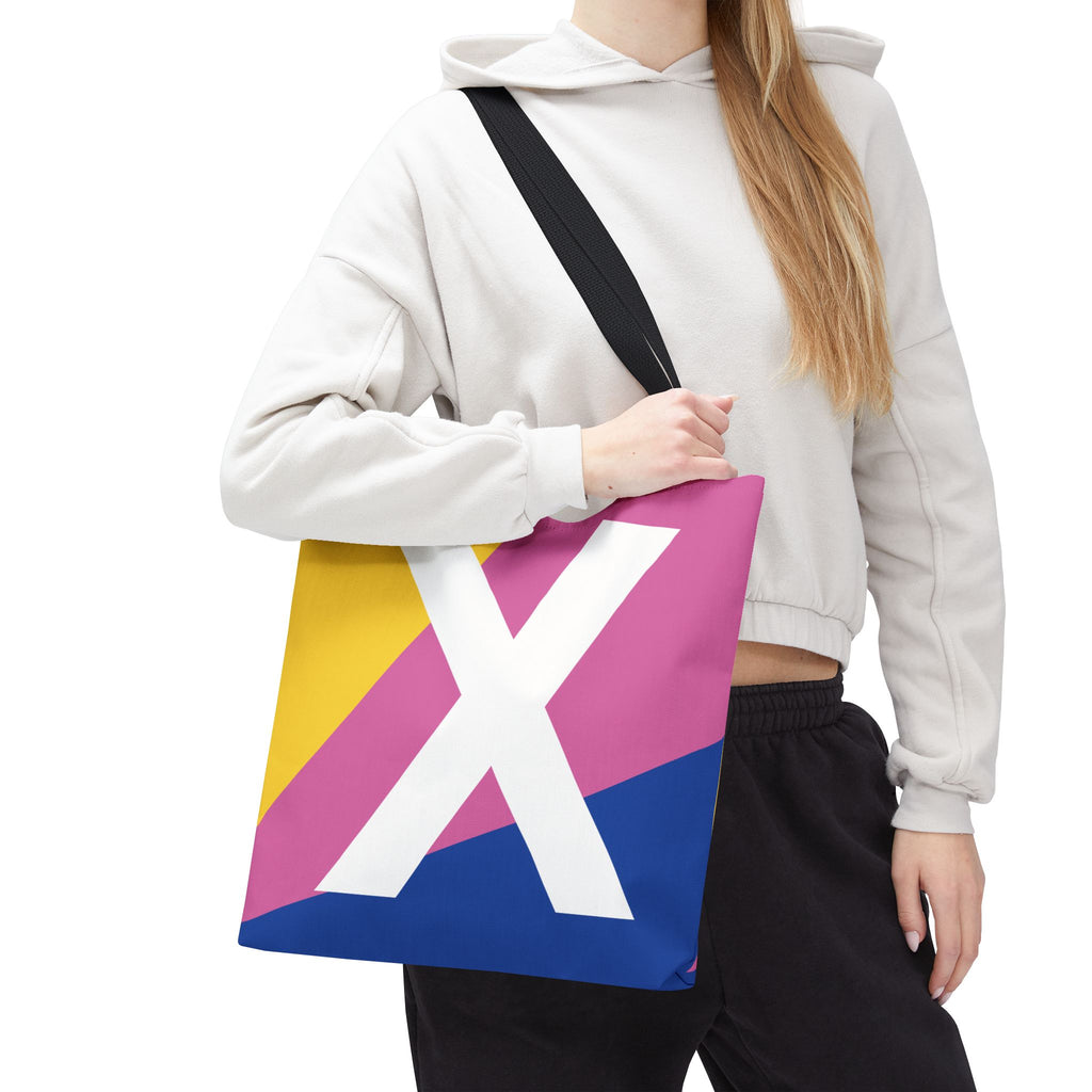 Monogram 'X' Colorblock Tote Bag — Personalized Initial X Shoulder Tote