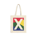 Initial X Colorblock Canvas Tote Bag — Monogram Letter X Reusable Grocery Tote