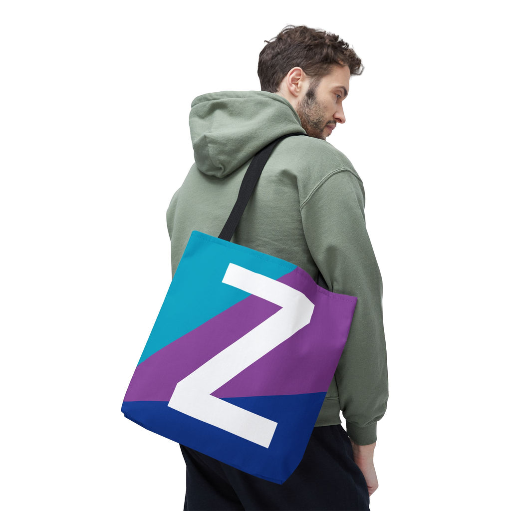 Monogram 'Z' Colorblock Tote Bag — Personalized Initial Z Shoulder Tote