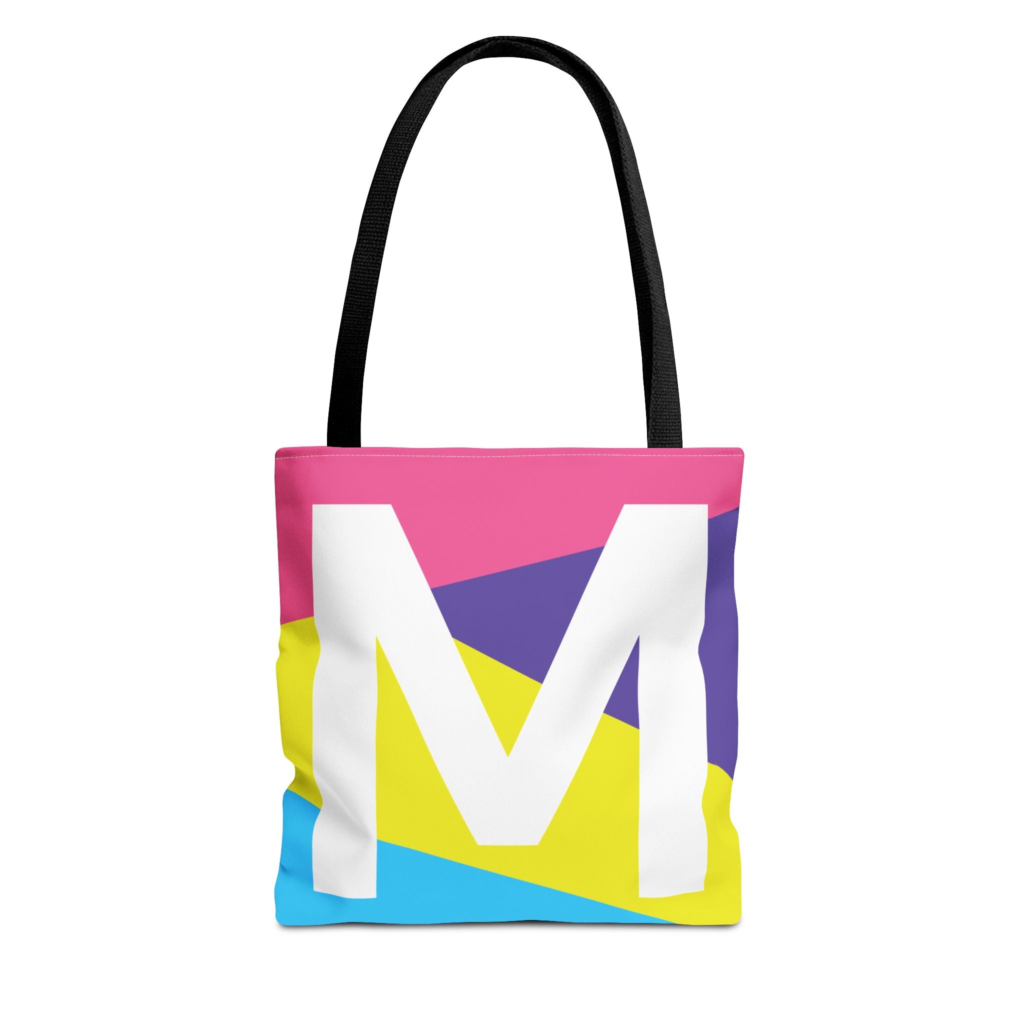 Monogram 'M' Colorblock Tote Bag — Personalized Initial M Shoulder Tote