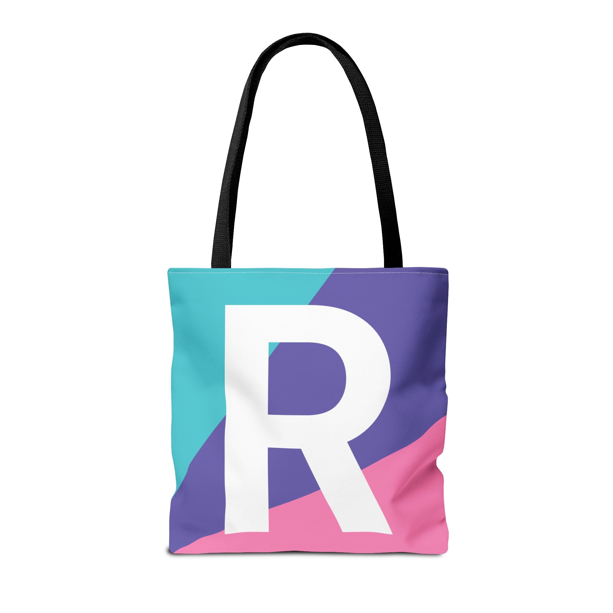 Monogram 'R' Colorblock Tote Bag — Personalized Initial R Shoulder Tote