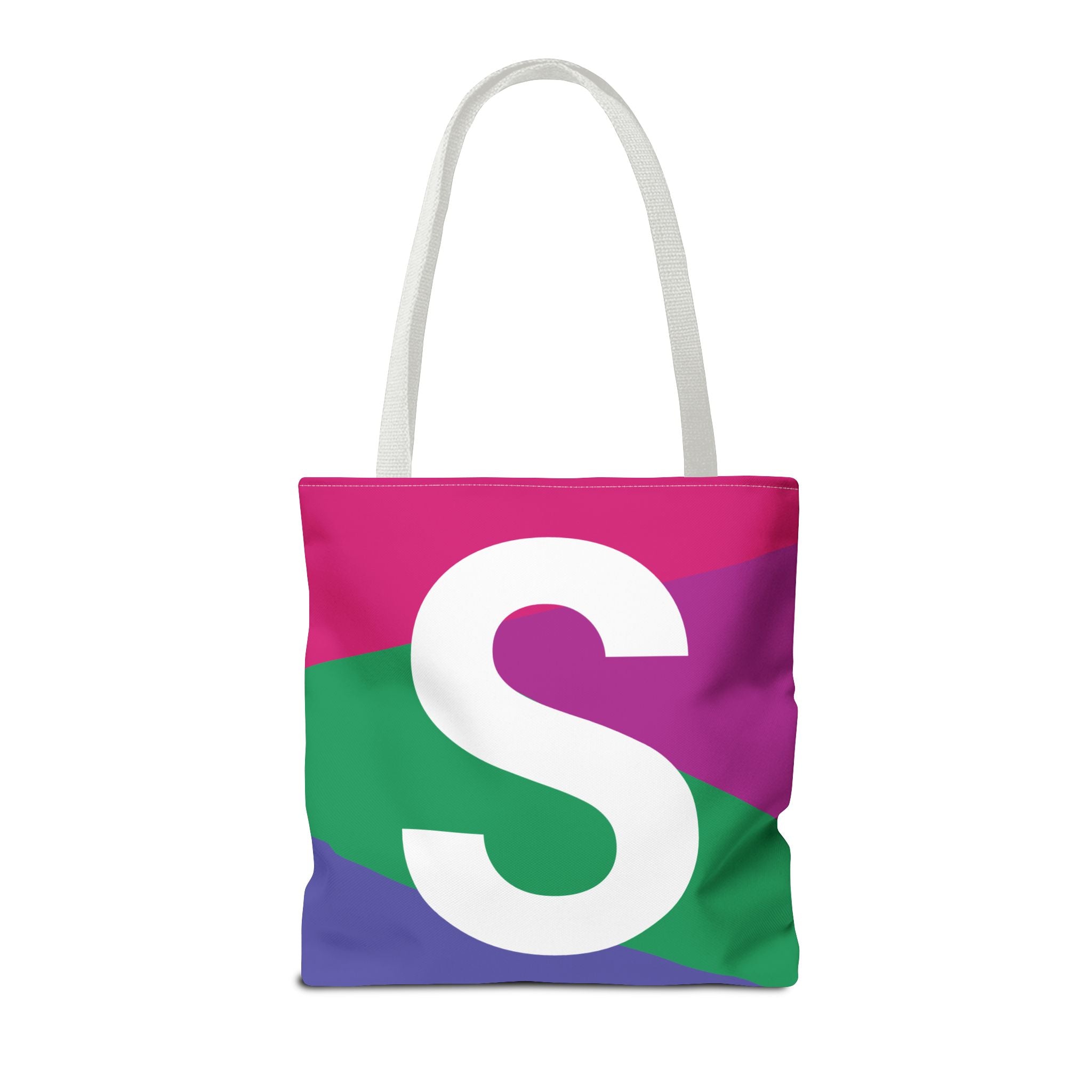 Monogram 'S' Colorblock Tote Bag — Personalized Initial S Shoulder Tote