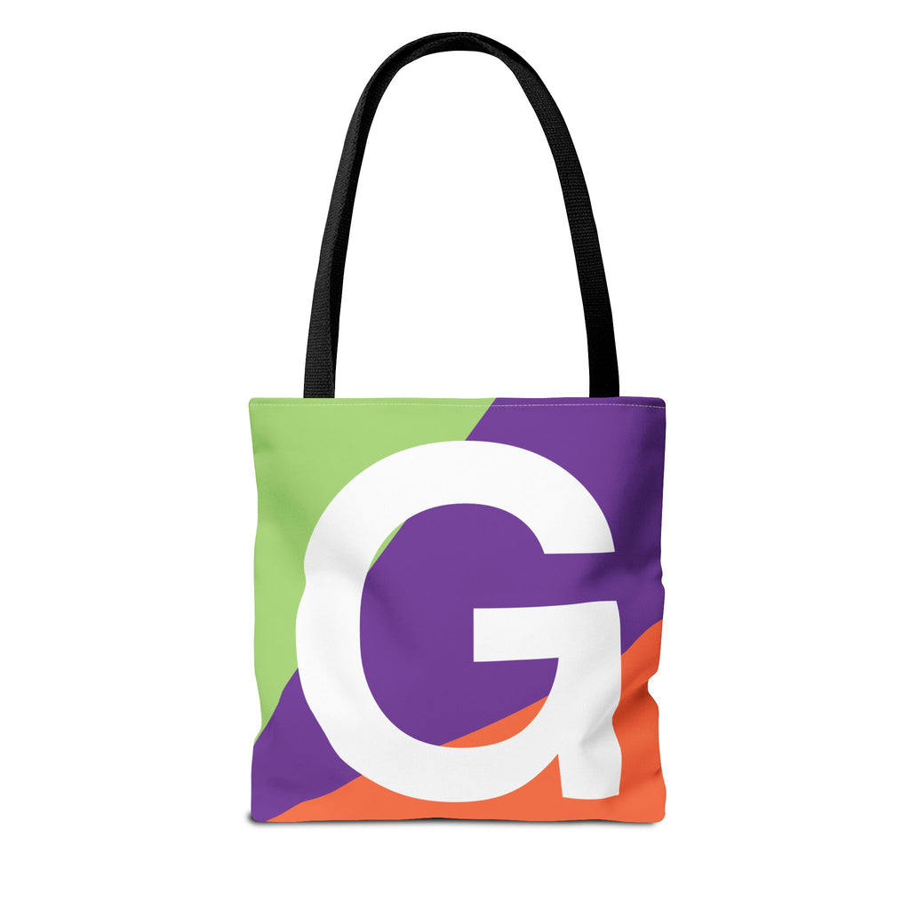 Monogram 'G' Colorblock Tote Bag — Personalized Initial G Shoulder Tote