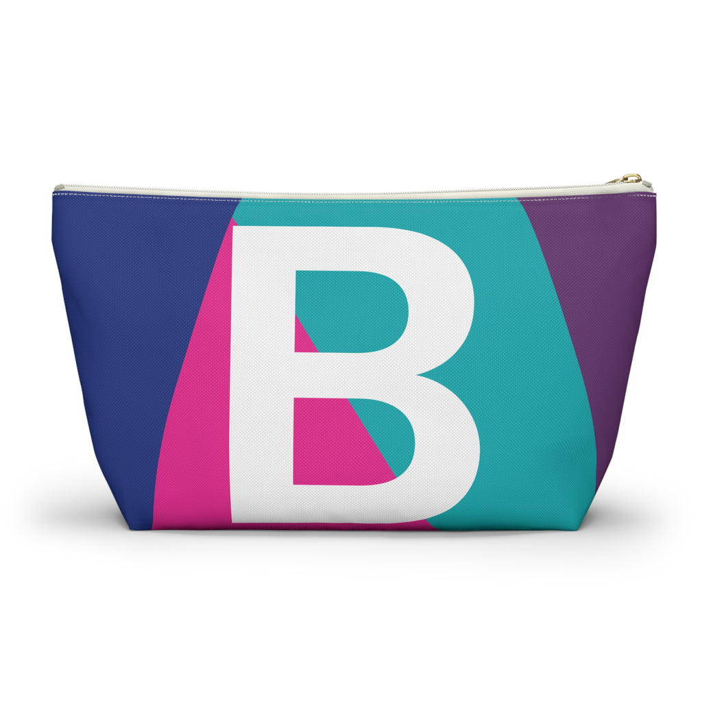 Initials Colorblock Accessory Pouch — Monogram B T-Bottom Cosmetic Bag
