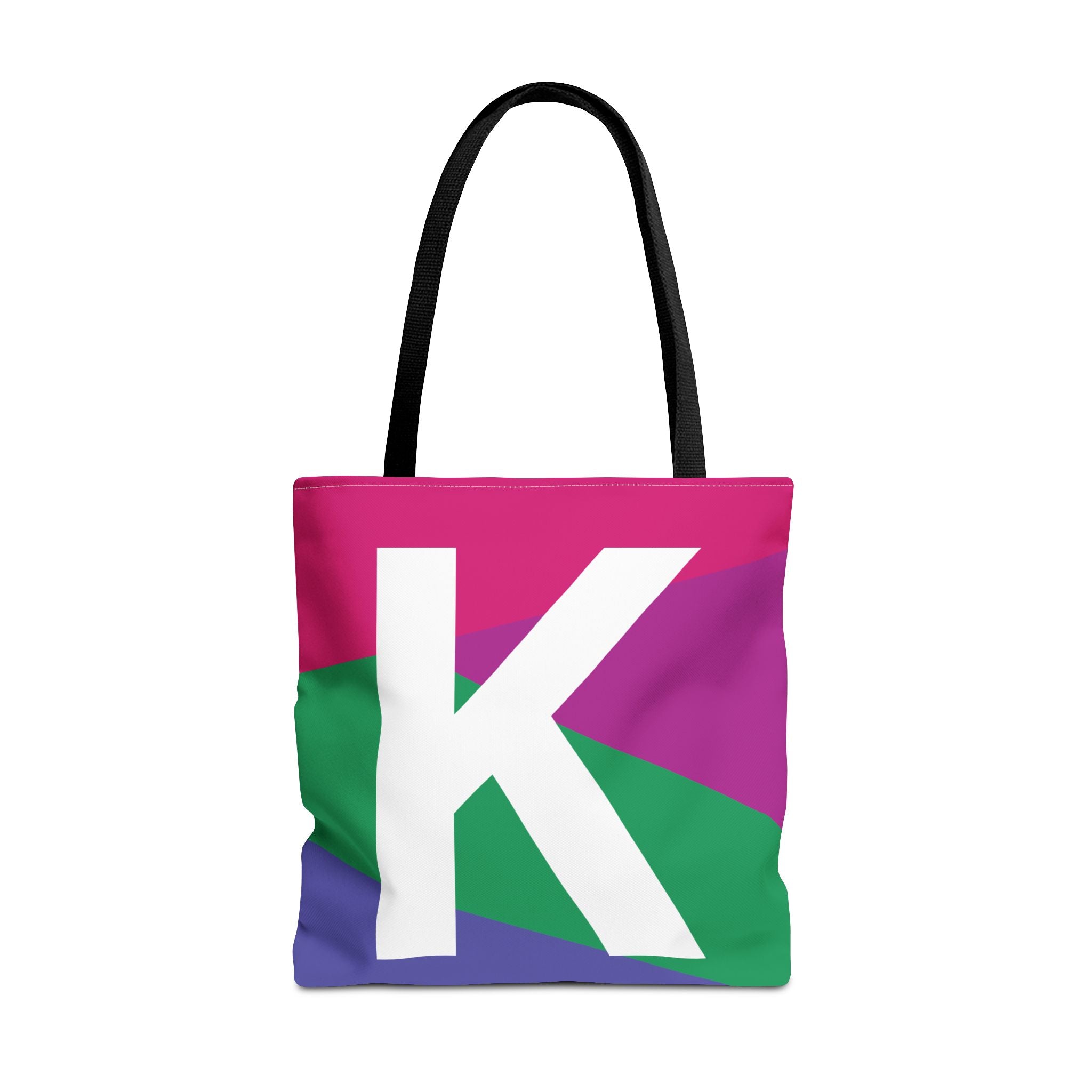 Monogram 'K' Colorblock Tote Bag — Personalized Initial K Shoulder Tote