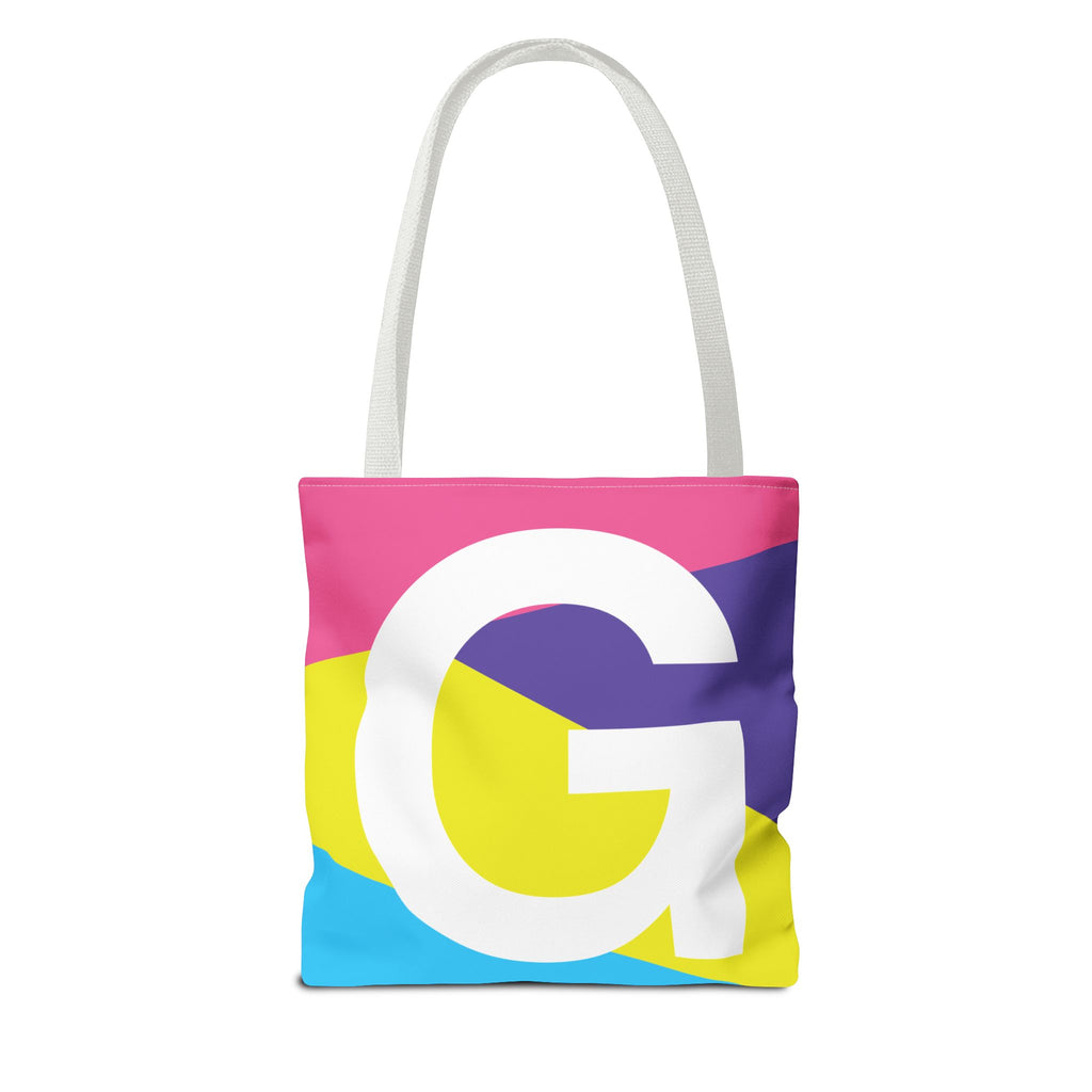Monogram 'G' Colorblock Tote Bag — Personalized Initial G Shoulder Tote