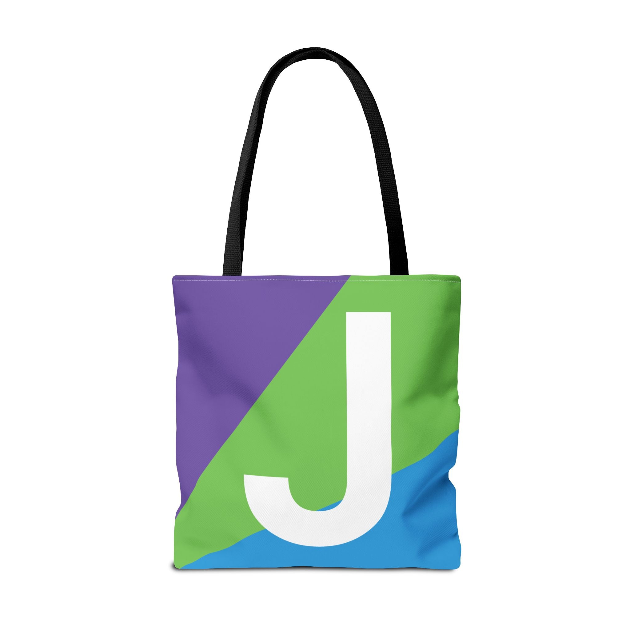 Monogram 'J' Colorblock Tote Bag — Personalized Initial J Shoulder Tote