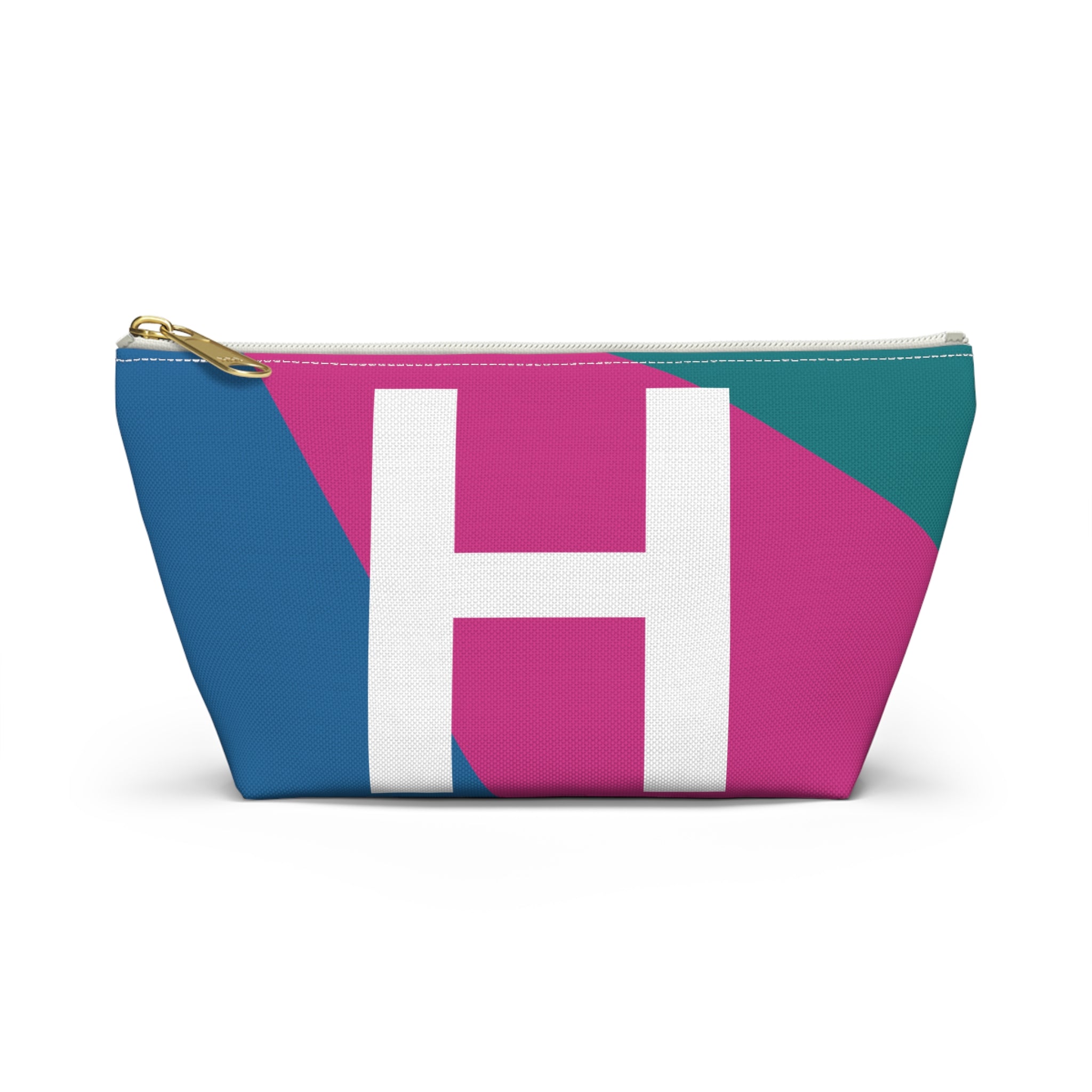 Initials Colorblock Accessory Pouch — Monogram H T-Bottom Cosmetic Bag