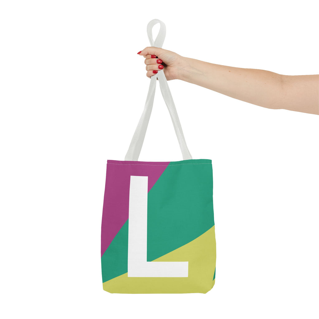 Monogram 'L' Colorblock Tote Bag — Personalized Initial L Shoulder Tote