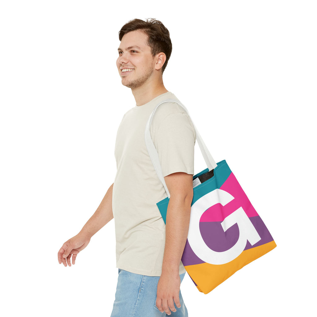 Monogram 'G' Colorblock Tote Bag — Personalized Initial G Shoulder Tote