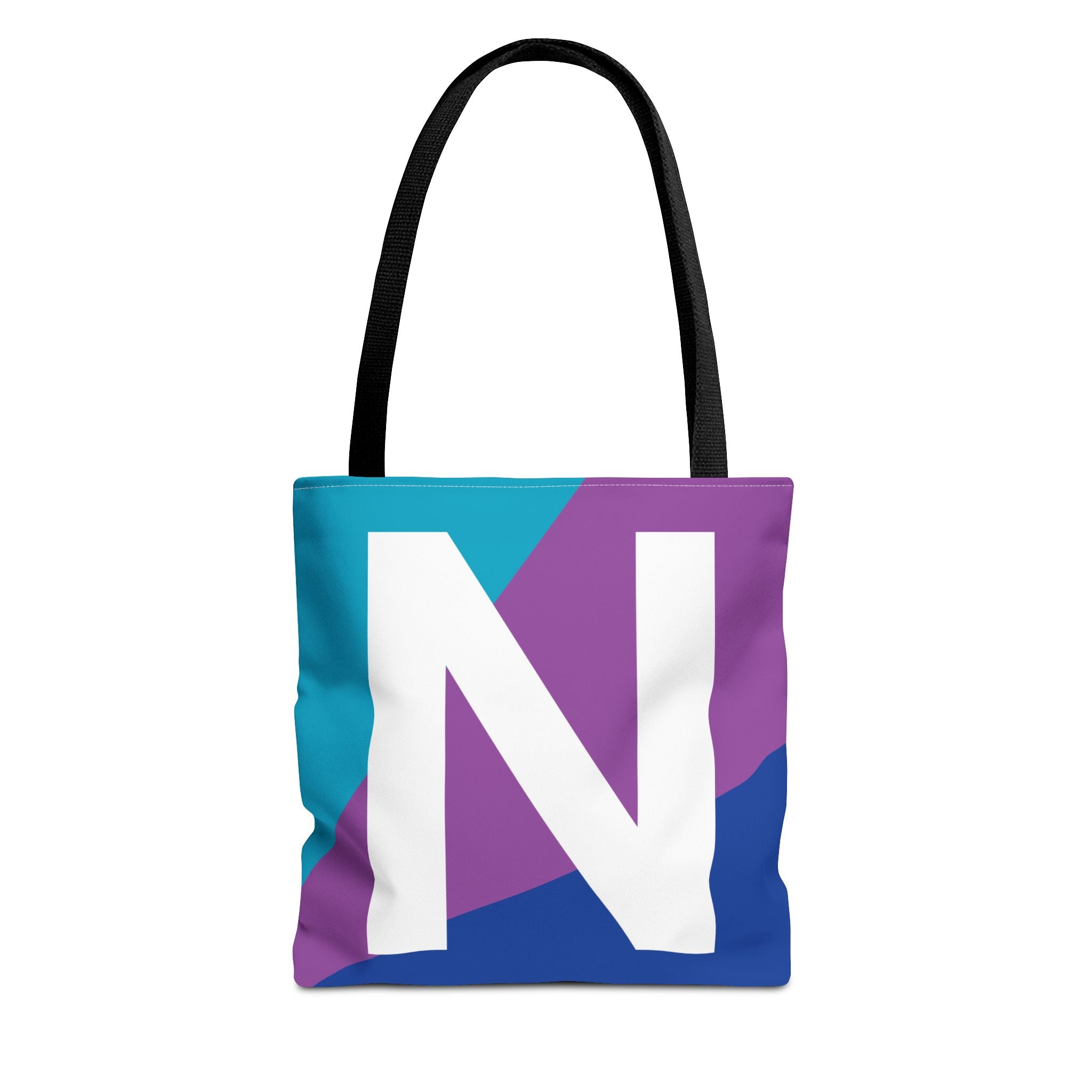 Monogram 'N' Colorblock Tote Bag — Personalized Initial N Shoulder Tote