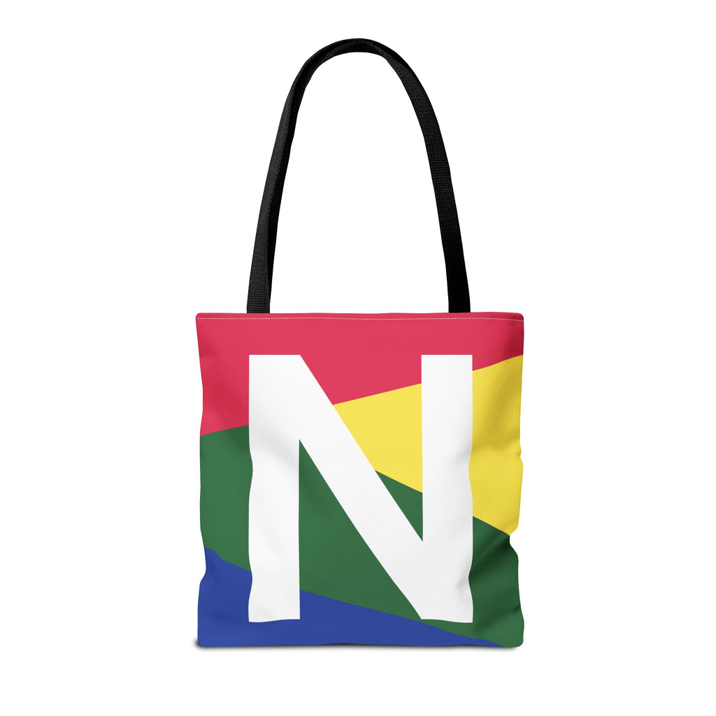 Monogram 'N' Colorblock Tote Bag — Personalized Initial N Shoulder Tote