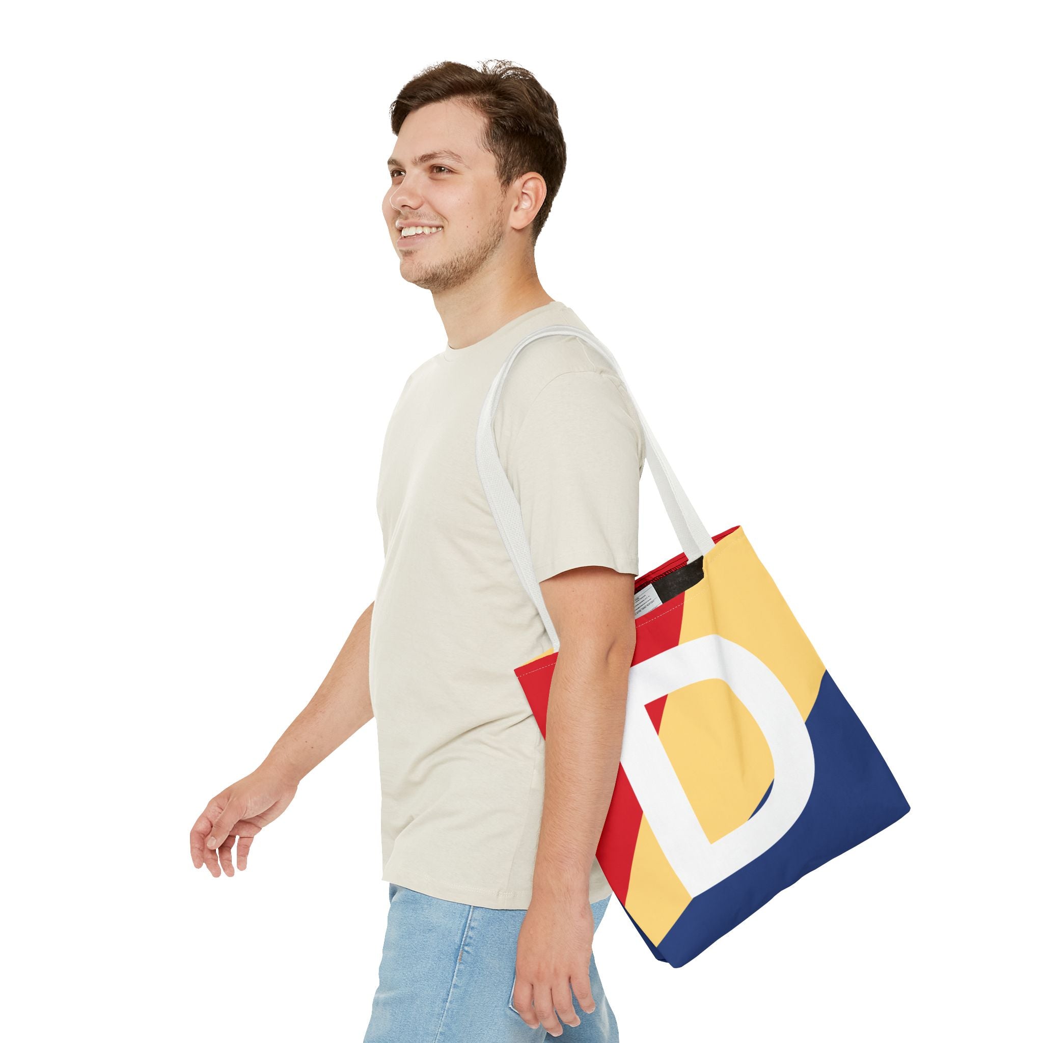 Monogram 'D' Colorblock Tote Bag — Personalized Initial D Shoulder Tote