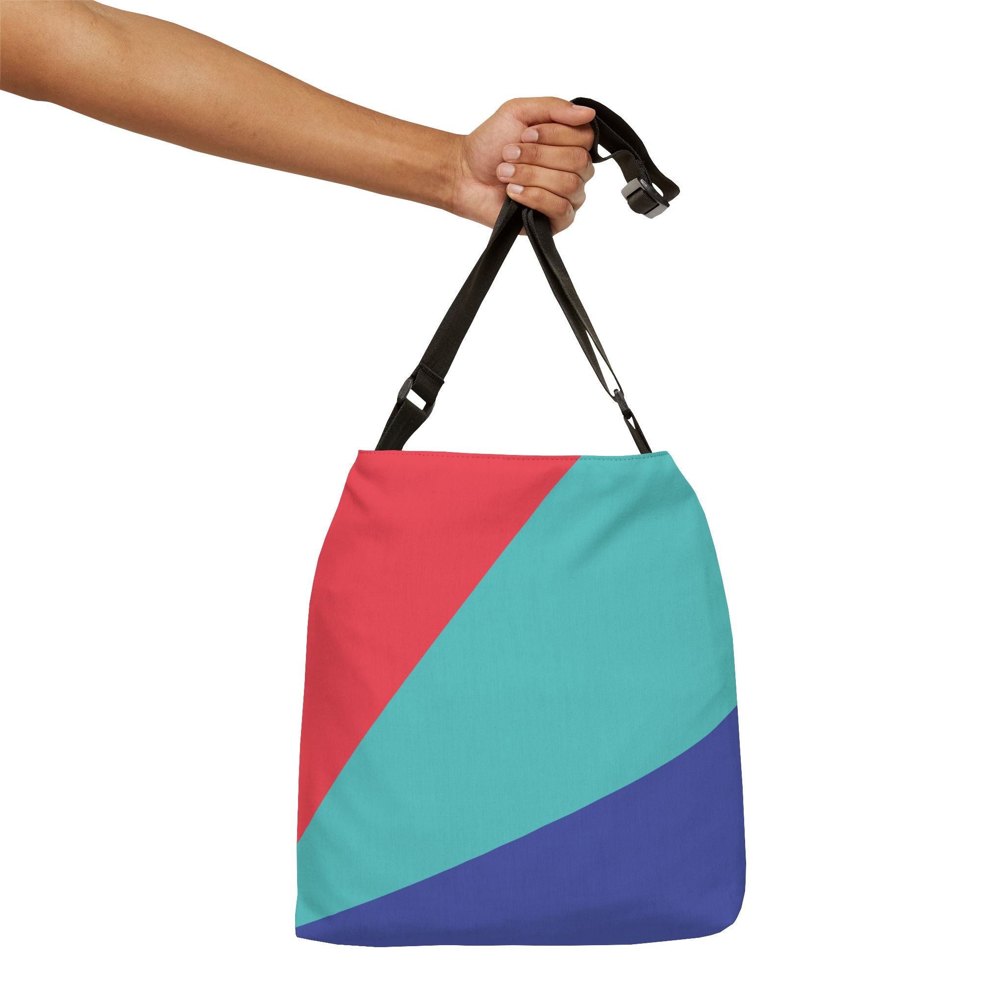 Colorblock Geometric Tote Bag — Adjustable Strap, Bright Abstract Pattern