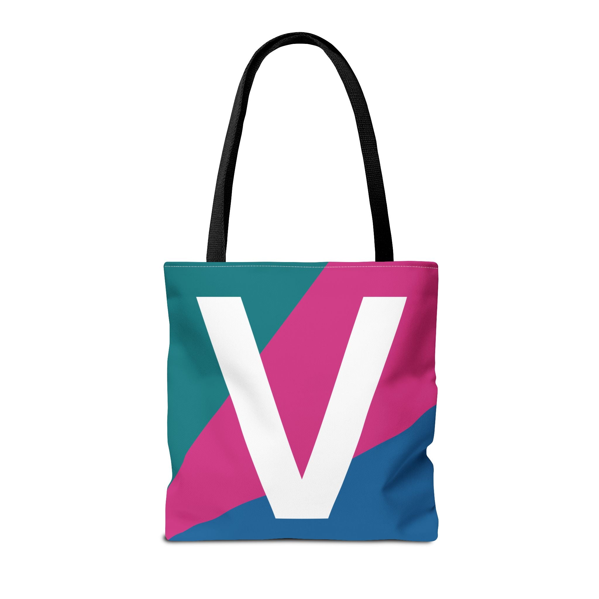 Monogram 'V' Colorblock Tote Bag — Personalized Initial V Shoulder Tote