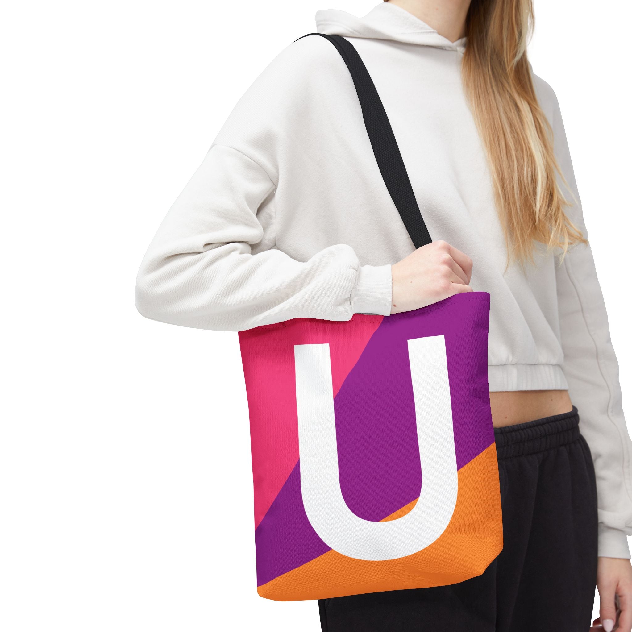 Monogram 'U' Colorblock Tote Bag — Personalized Initial U Shoulder Tote