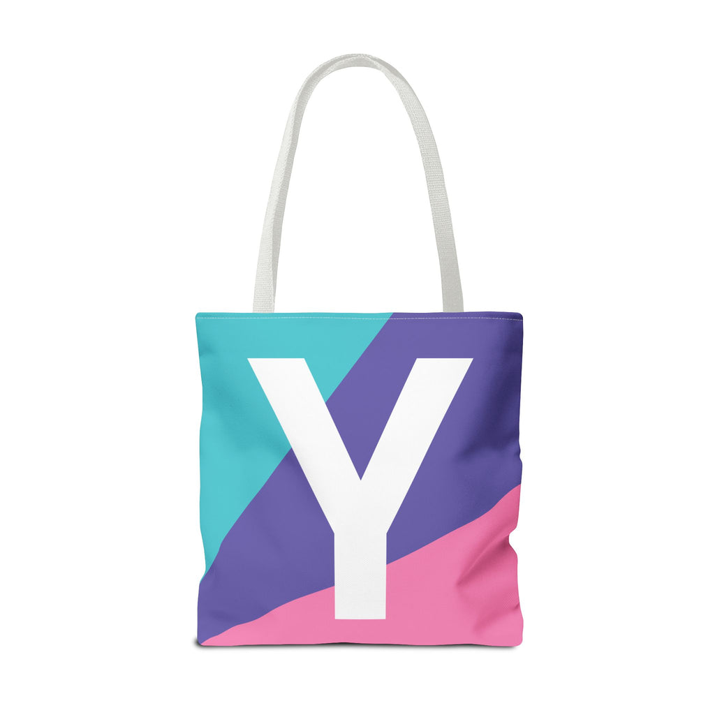 Monogram 'Y' Colorblock Tote Bag — Personalized Initial Y Shoulder Tote