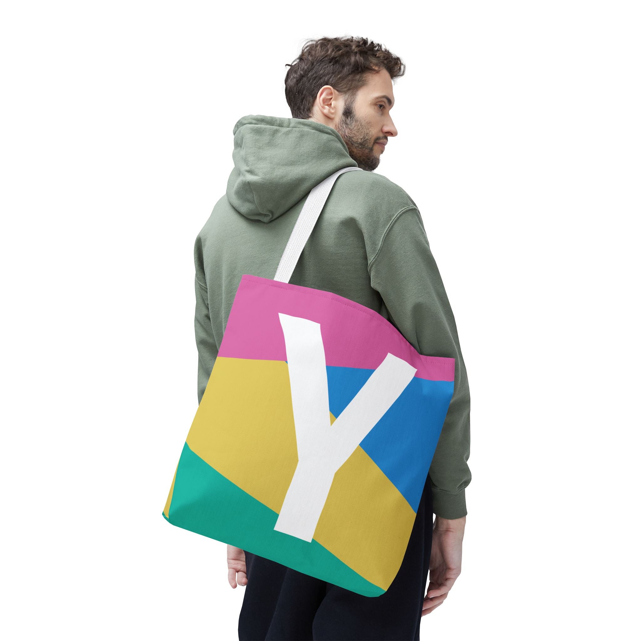 Monogram 'Y' Colorblock Tote Bag — Personalized Initial Y Shoulder Tote