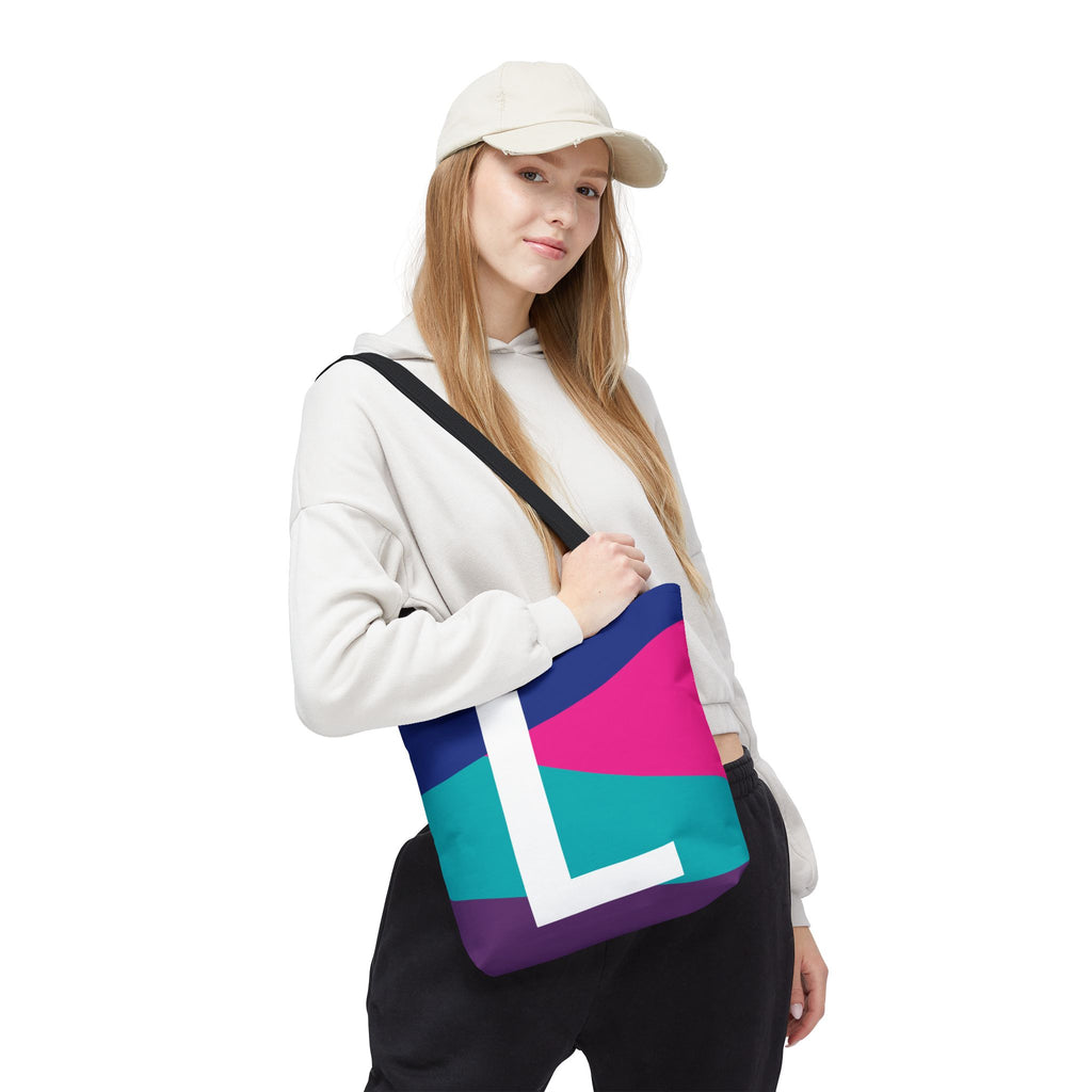 Monogram 'L' Colorblock Tote Bag — Personalized Initial L Shoulder Tote
