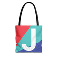 Monogram 'J' Colorblock Tote Bag — Personalized Initial J Shoulder Tote