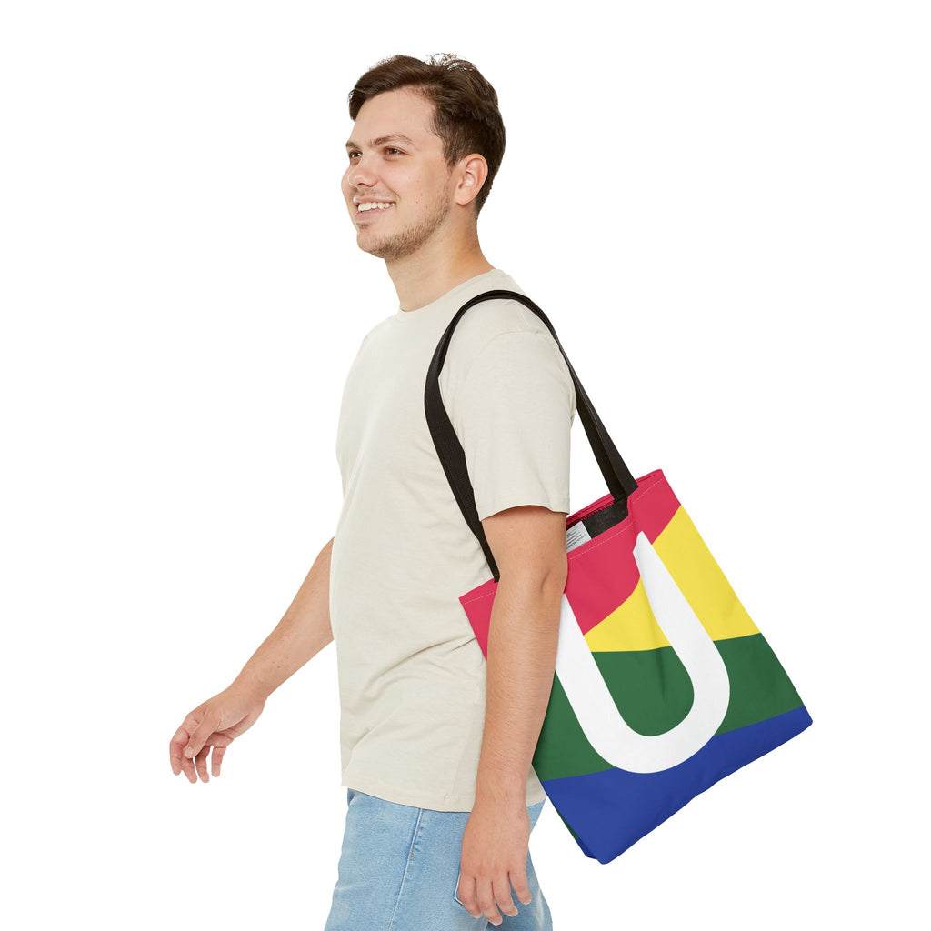 Monogram 'U' Colorblock Tote Bag — Personalized Initial U Shoulder Tote