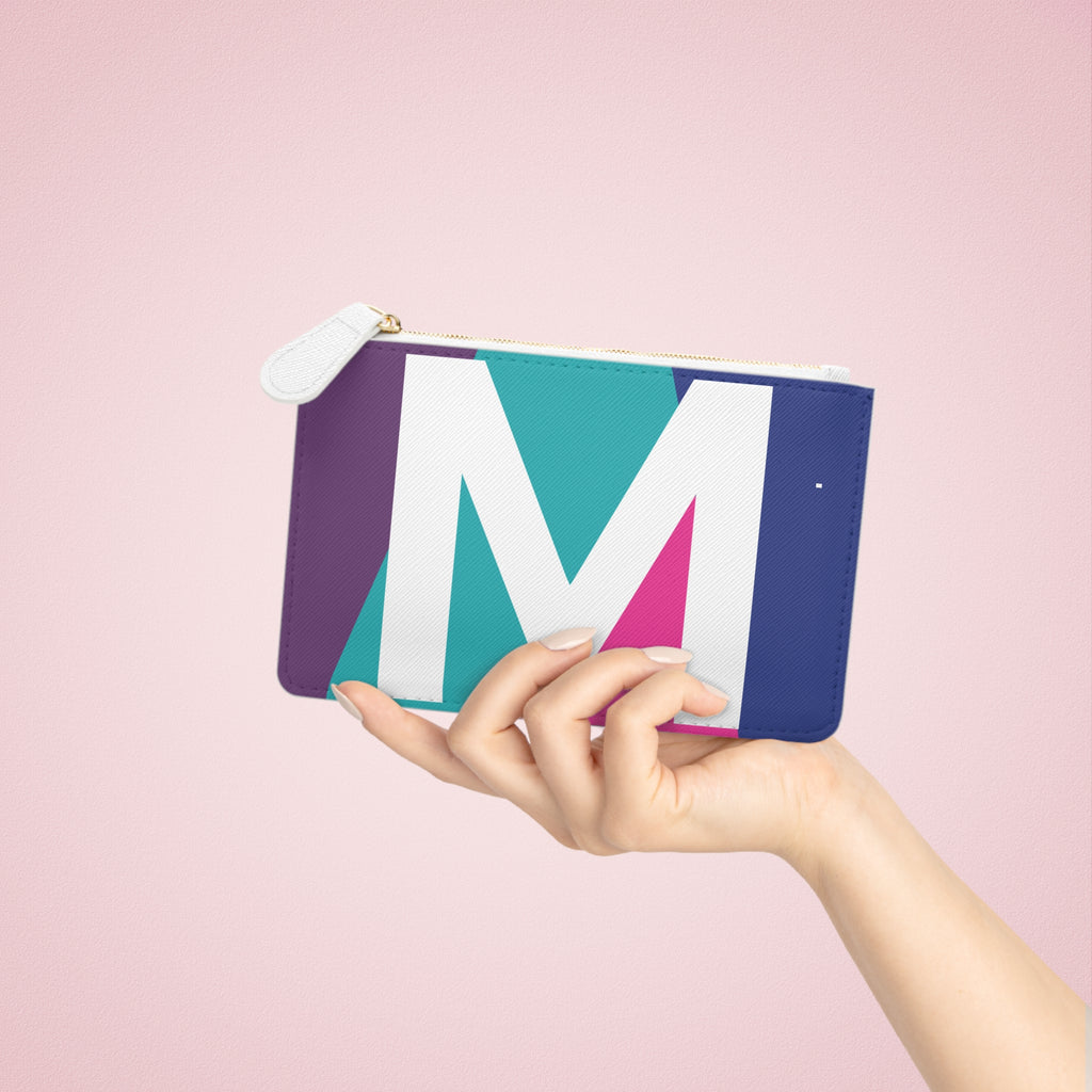 Initial M Mini Clutch — Colorblock Monogram Wristlet Wallet