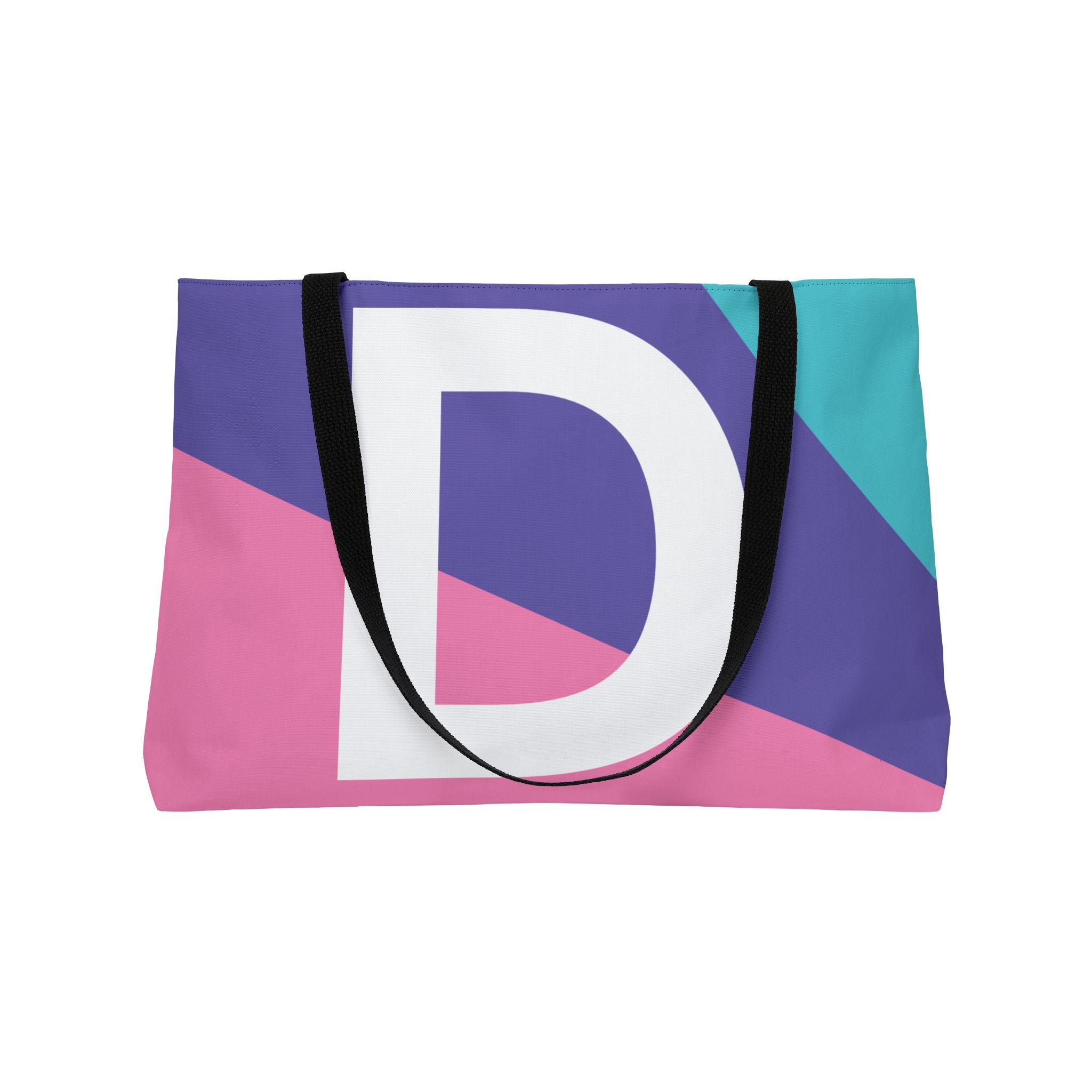 Personalized 'D' Colorblock Tote Bag — Monogram Weekender Tote