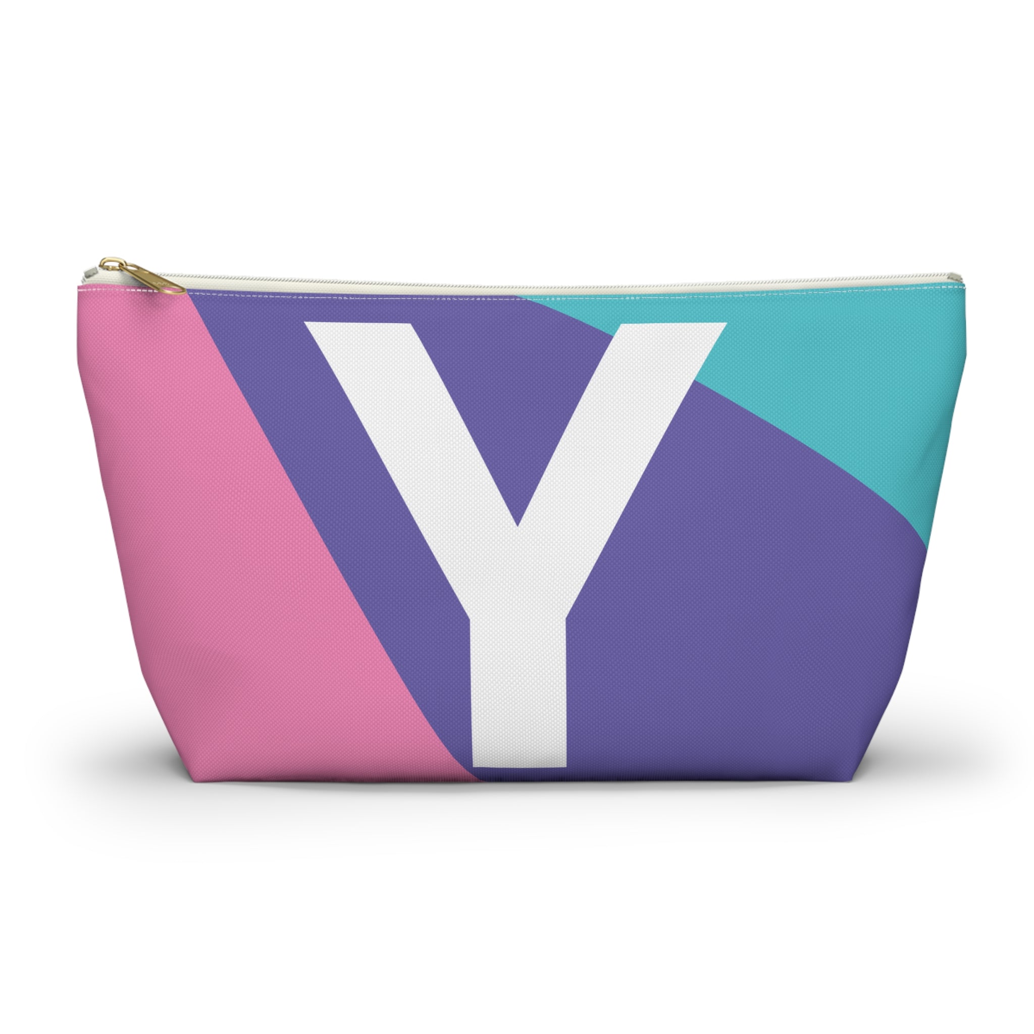 Initials Colorblock Accessory Pouch — Monogram Y T-Bottom Cosmetic Bag