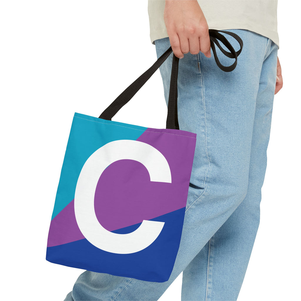 Monogram 'C' Colorblock Tote Bag — Personalized Initial C Shoulder Tote