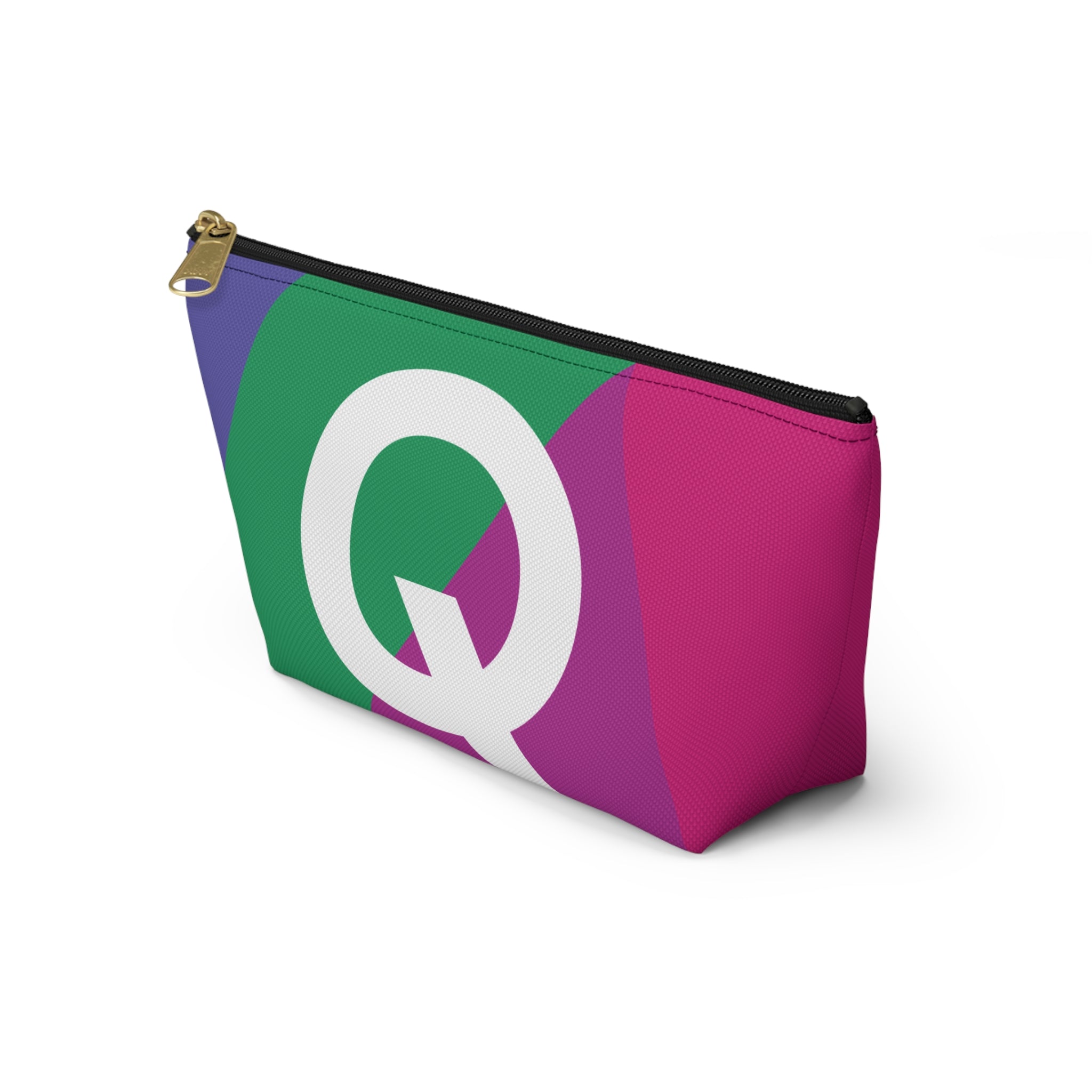 Initials Colorblock Accessory Pouch — Monogram Q T-Bottom Cosmetic Bag