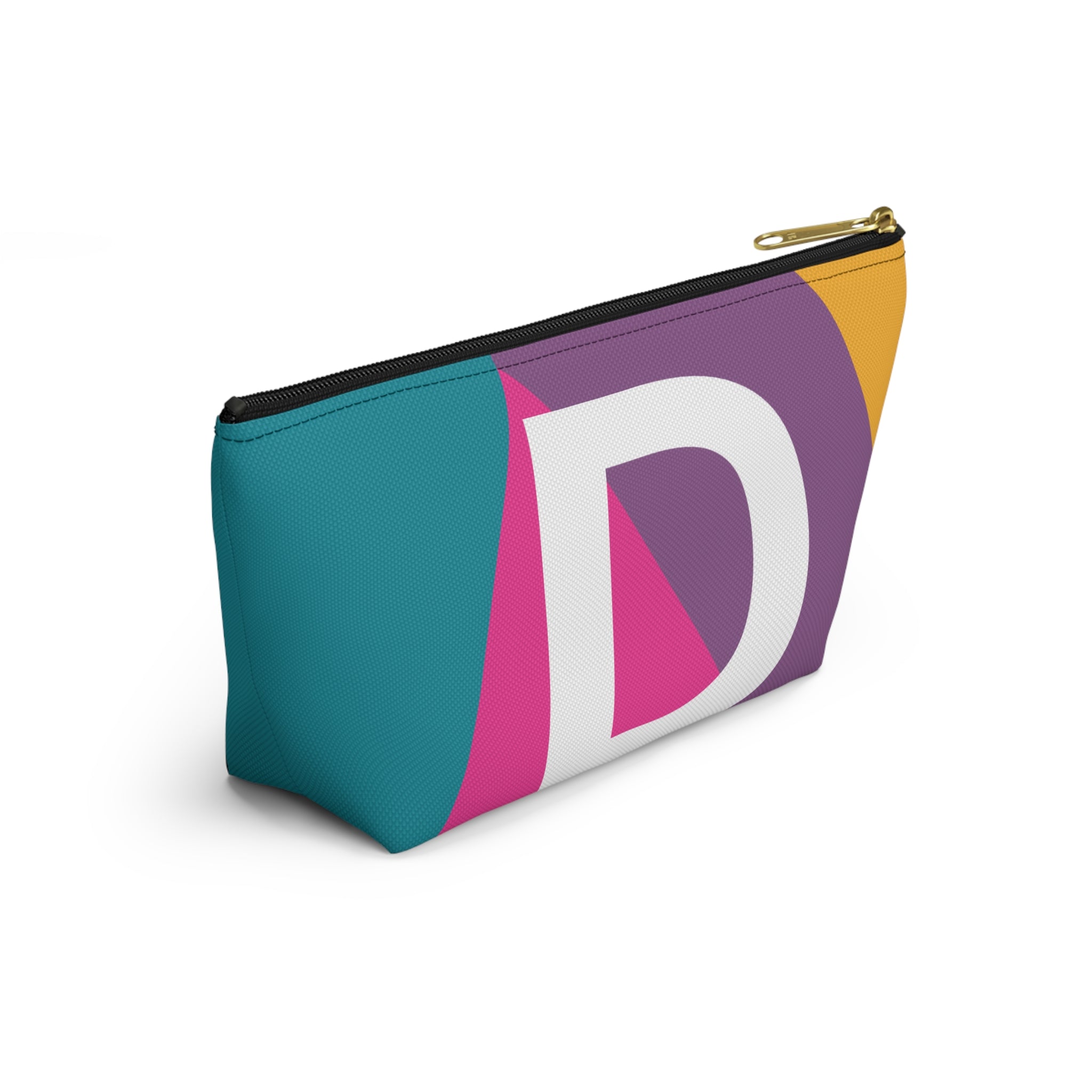 Initials Colorblock Accessory Pouch — Monogram D T-Bottom Cosmetic Bag