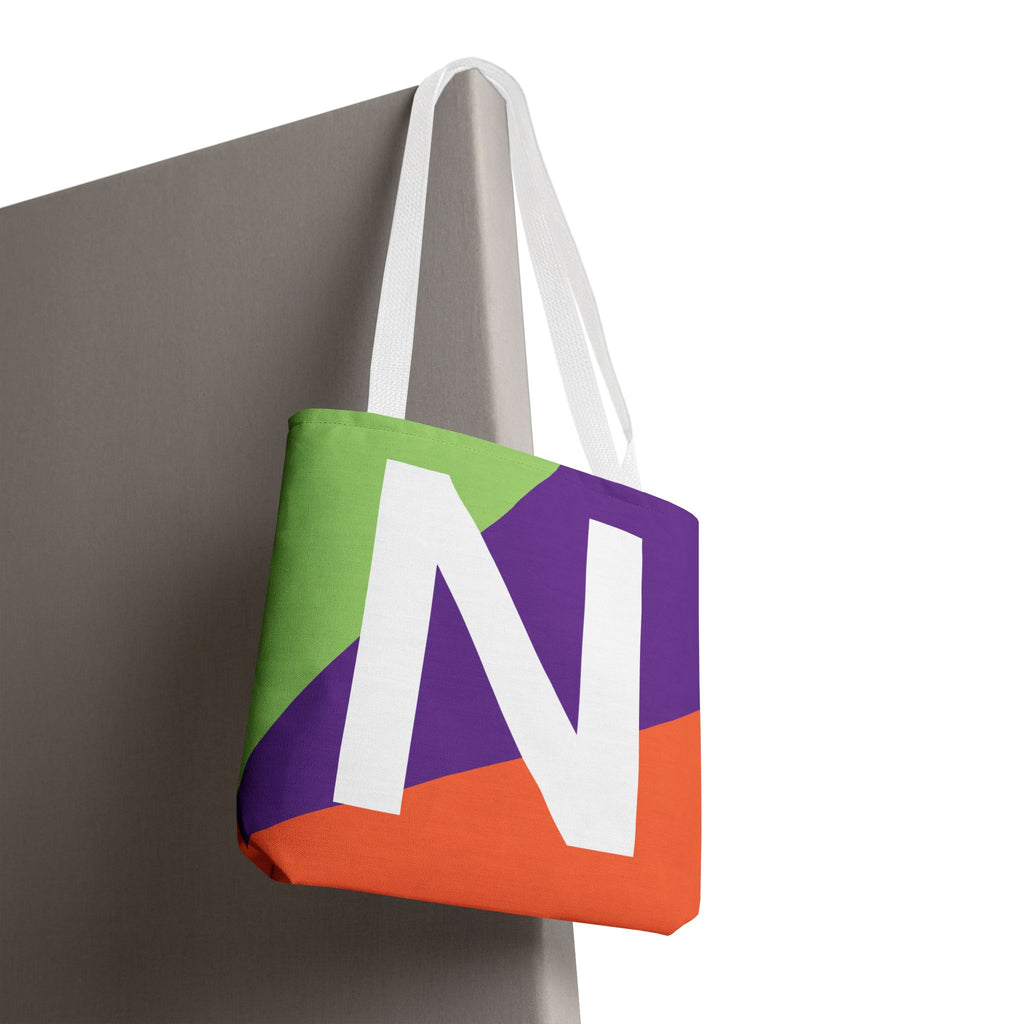 Monogram 'N' Colorblock Tote Bag — Personalized Initial N Shoulder Tote