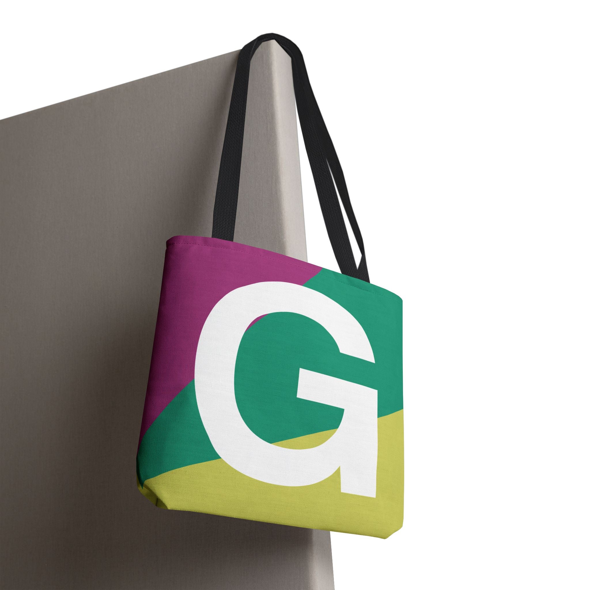 Monogram 'G' Colorblock Tote Bag — Personalized Initial G Shoulder Tote