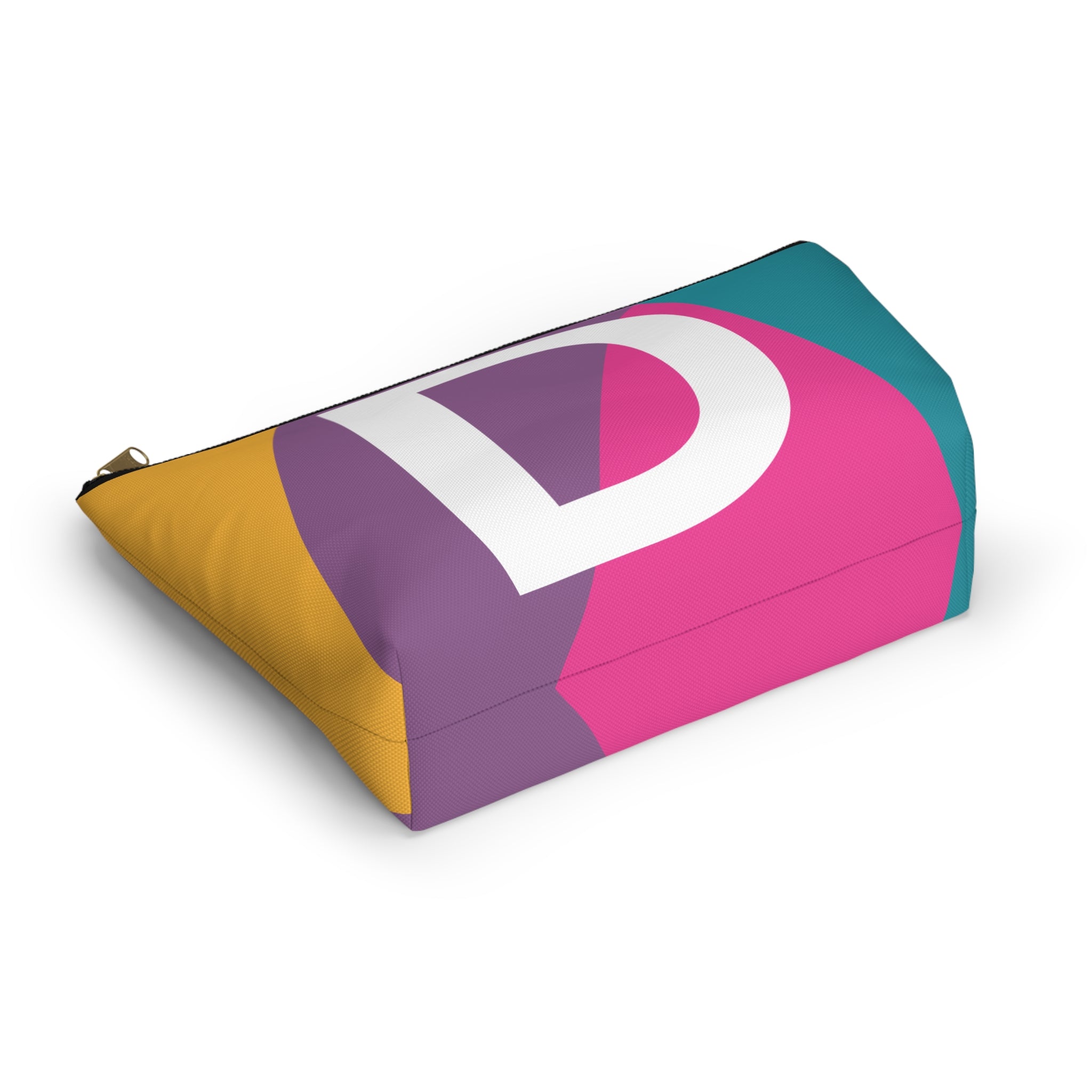 Initials Colorblock Accessory Pouch — Monogram D T-Bottom Cosmetic Bag