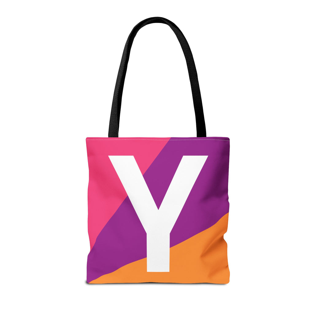Monogram 'Y' Colorblock Tote Bag — Personalized Initial Y Shoulder Tote