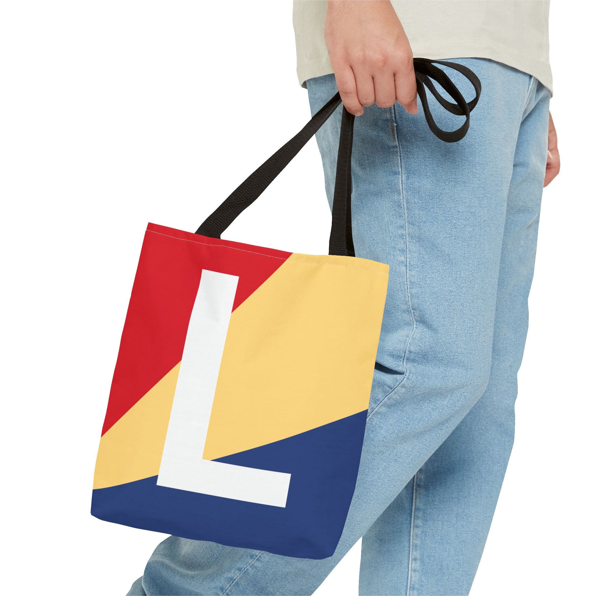 Monogram 'L' Colorblock Tote Bag — Personalized Initial L Shoulder Tote