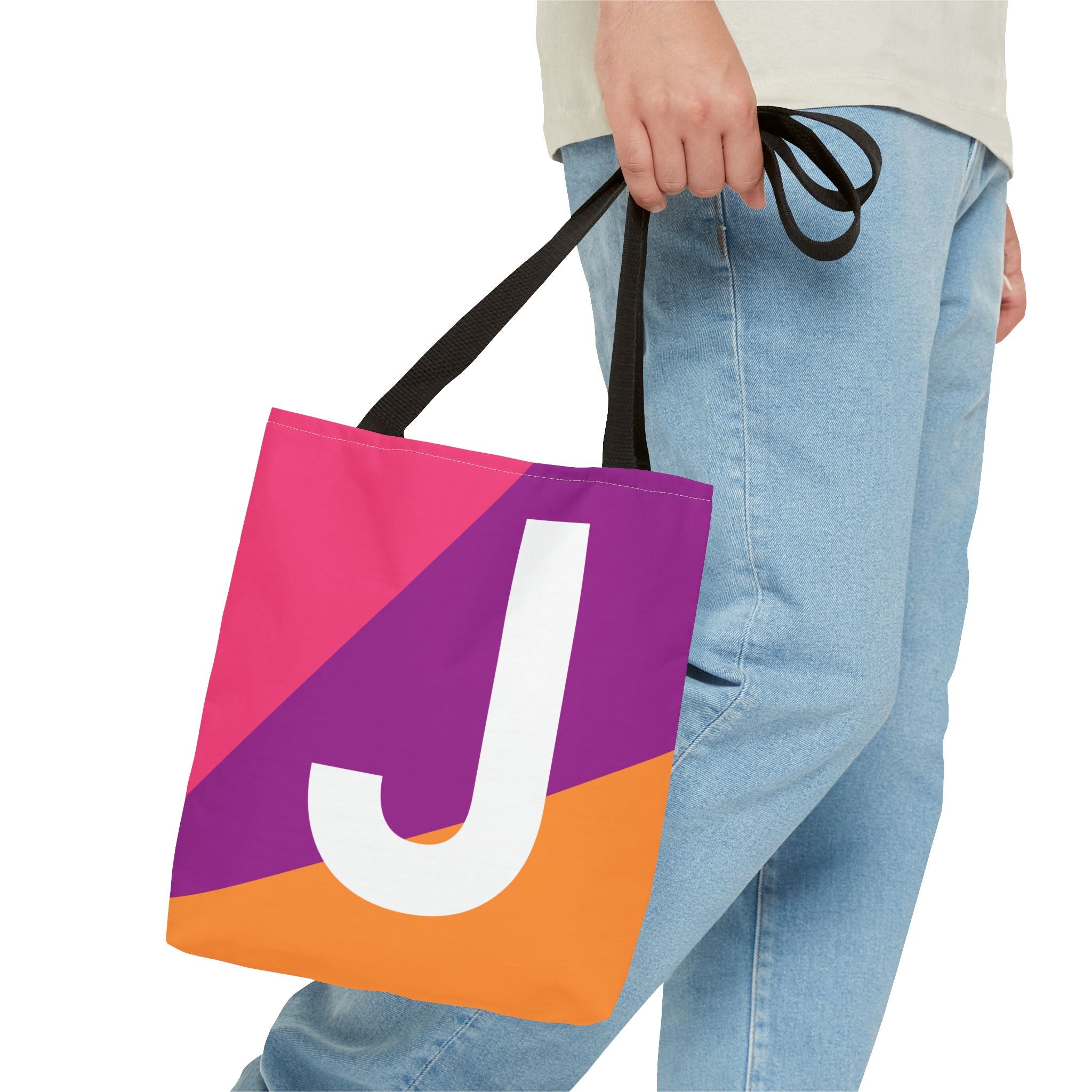 Monogram 'J' Colorblock Tote Bag — Personalized Initial J Shoulder Tote