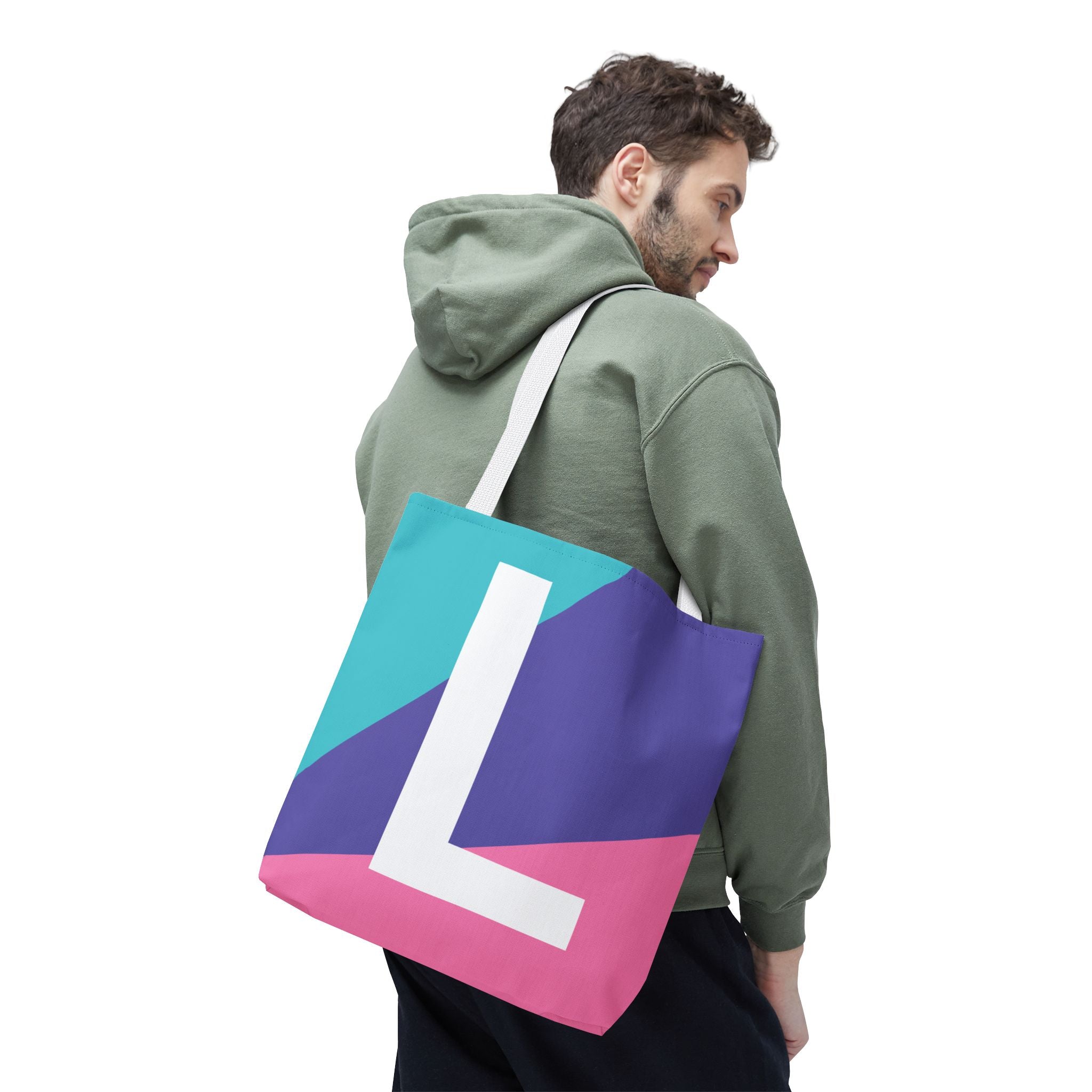 Monogram 'L' Colorblock Tote Bag — Personalized Initial L Shoulder Tote