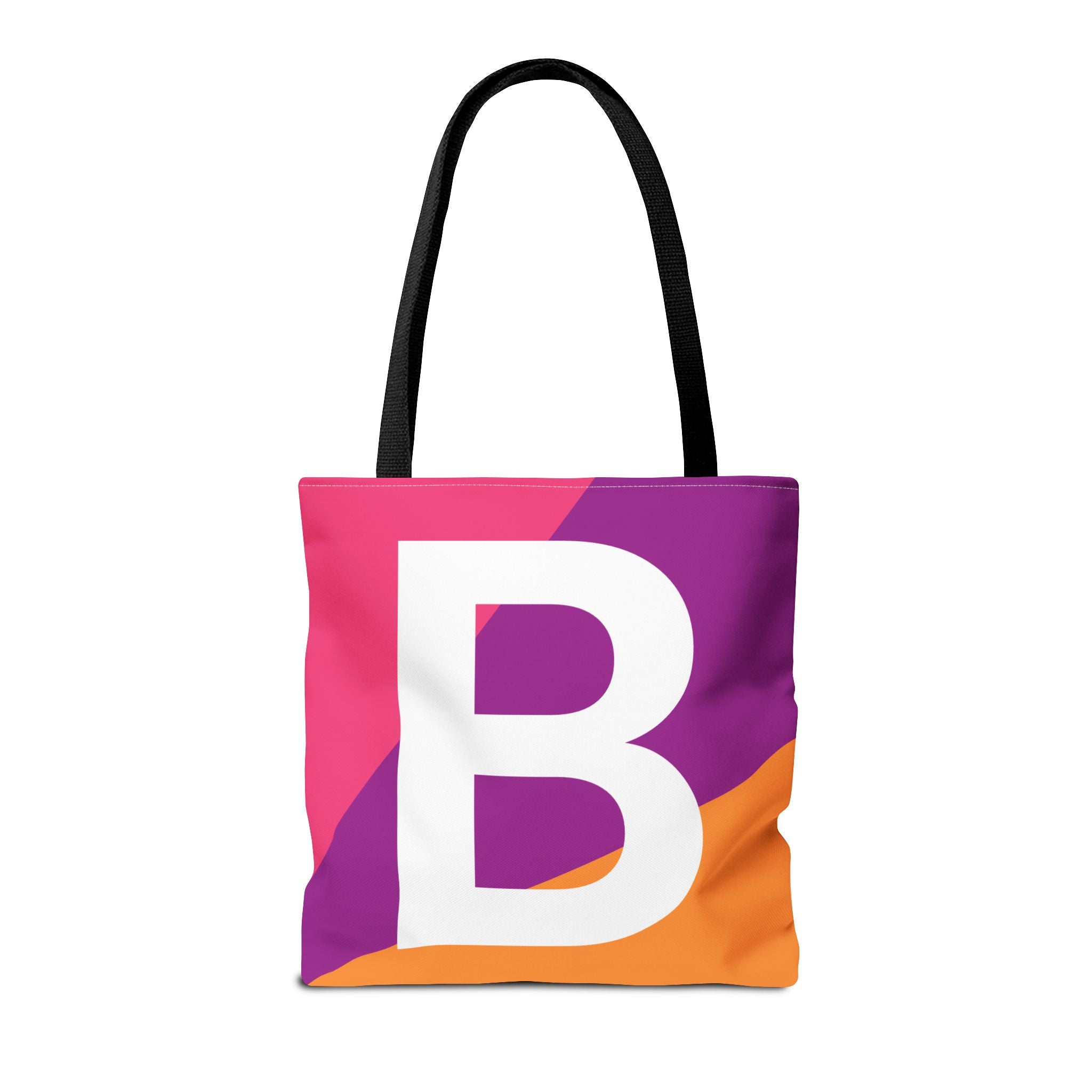 Monogram 'B' Colorblock Tote Bag — Personalized Initial B Shoulder Tote