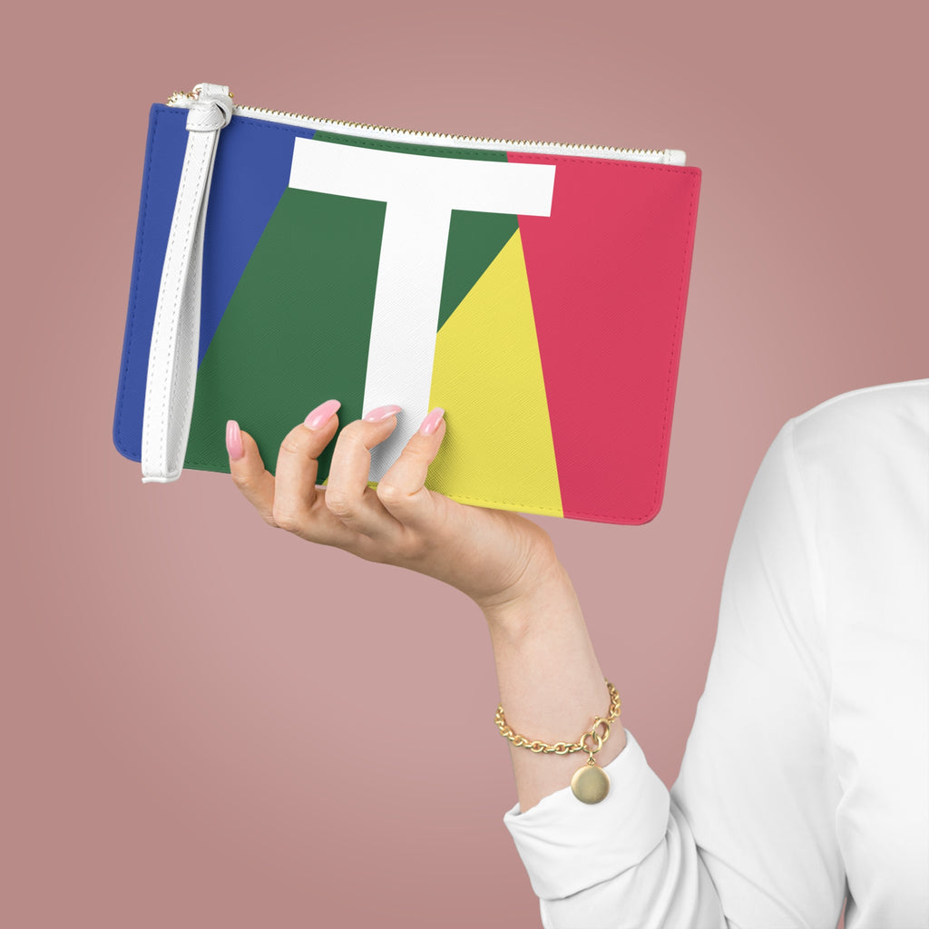 Monogram 'T' Colorblock Clutch Bag — Bold Geometric Wristlet for Everyday & Gifts