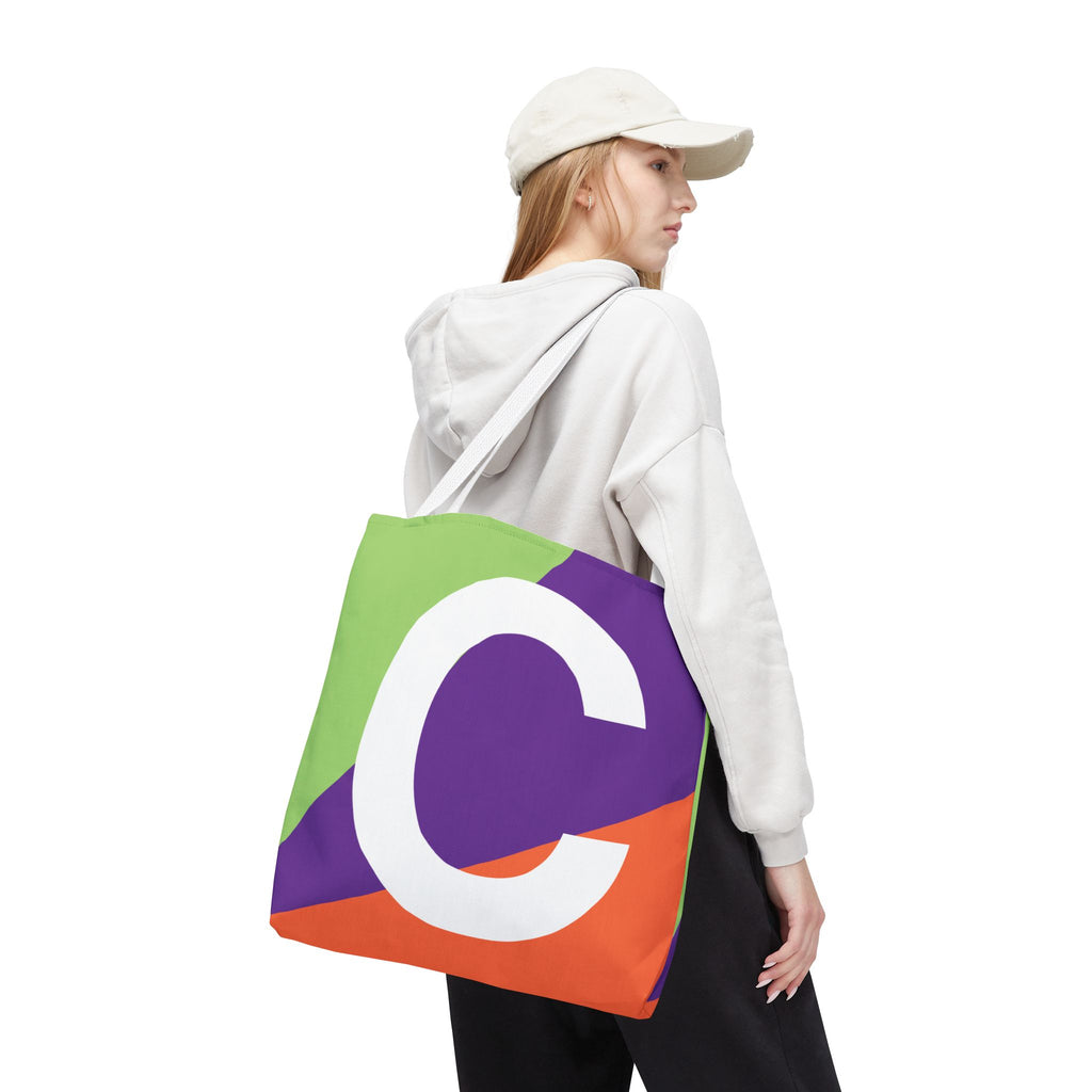 Monogram 'C' Colorblock Tote Bag — Personalized Initial C Shoulder Tote