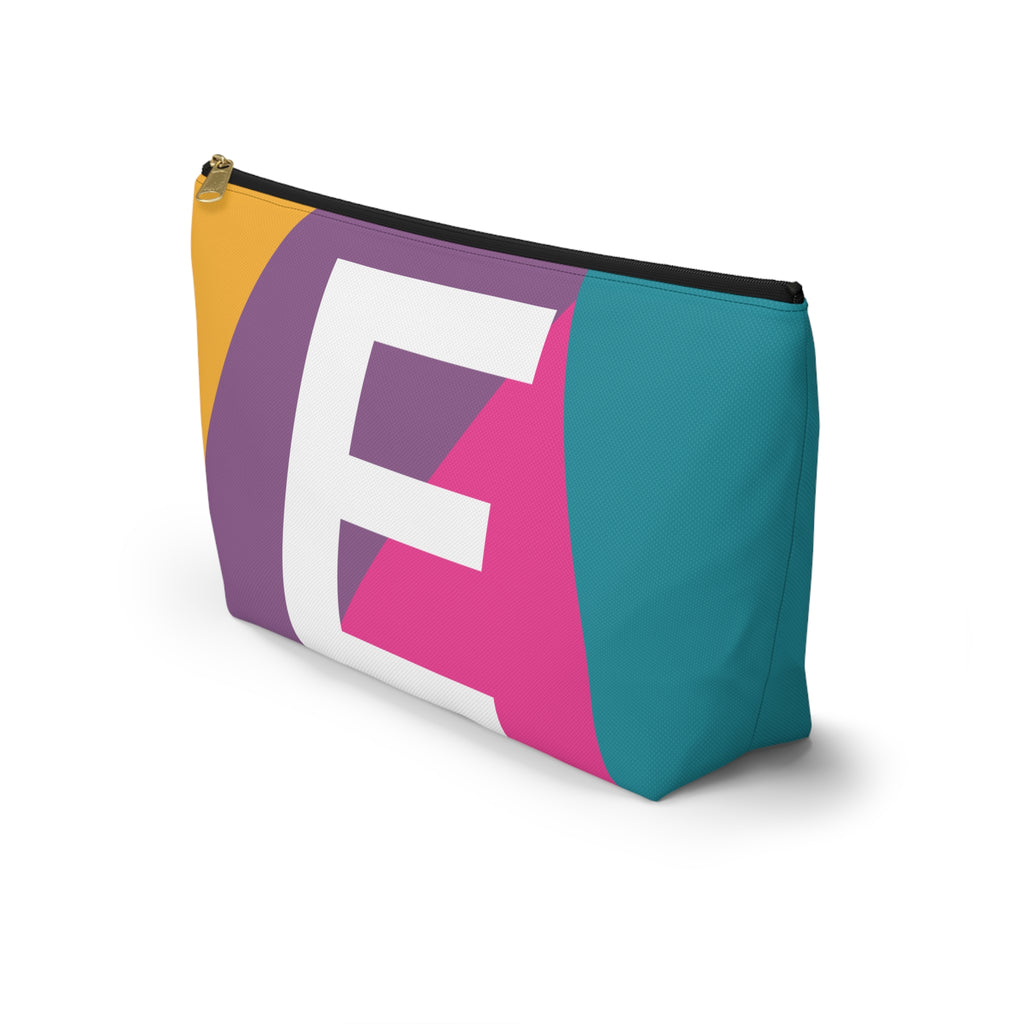 Initials Colorblock Accessory Pouch — Monogram E T-Bottom Cosmetic Bag
