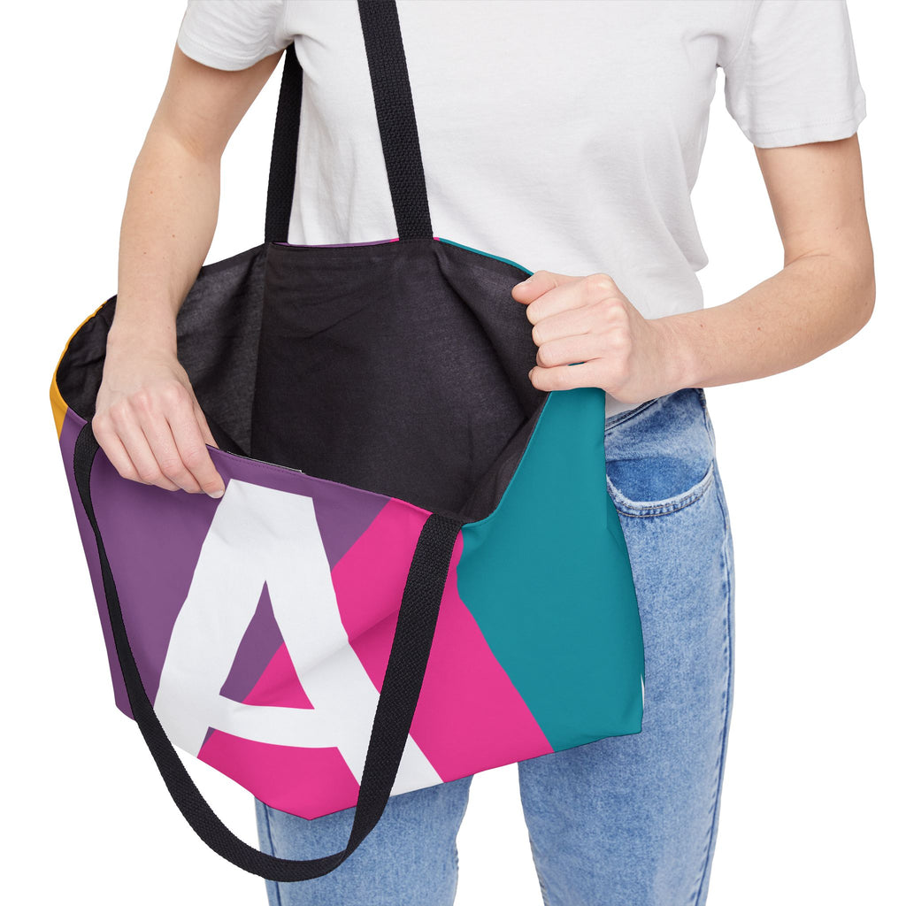 Personalized 'A' Colorblock Tote Bag — Monogram Weekender Tote