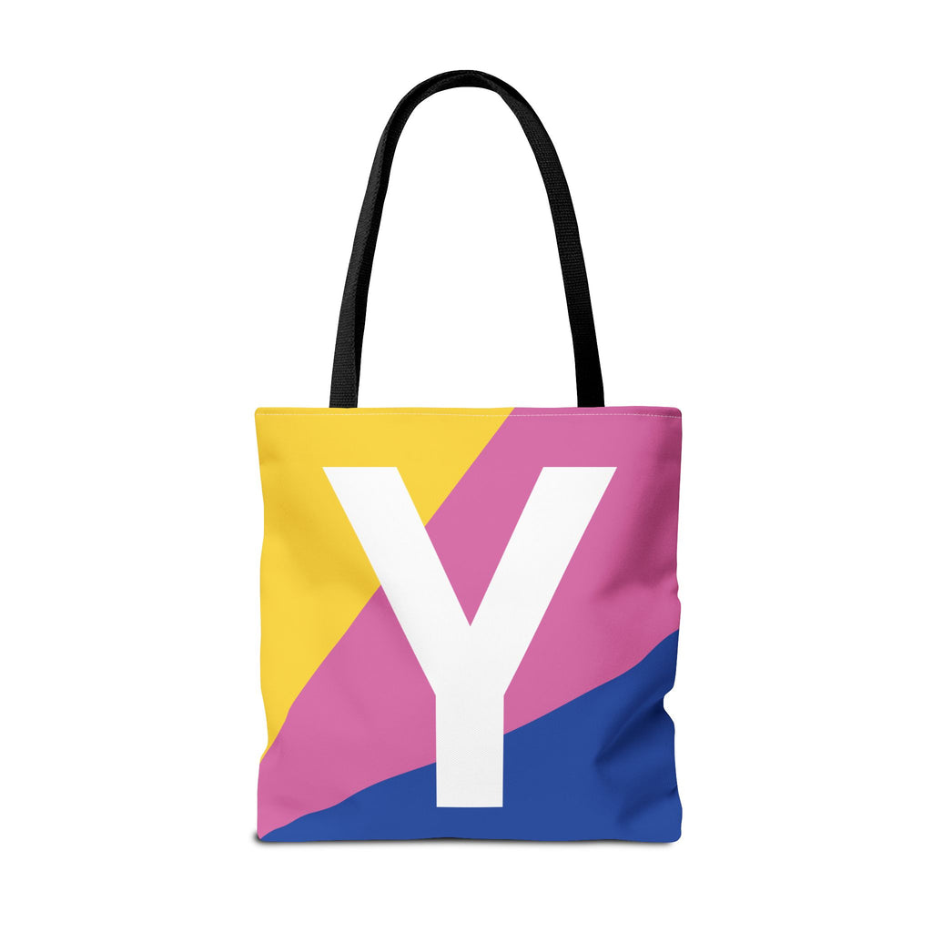 Monogram 'Y' Colorblock Tote Bag — Personalized Initial Y Shoulder Tote