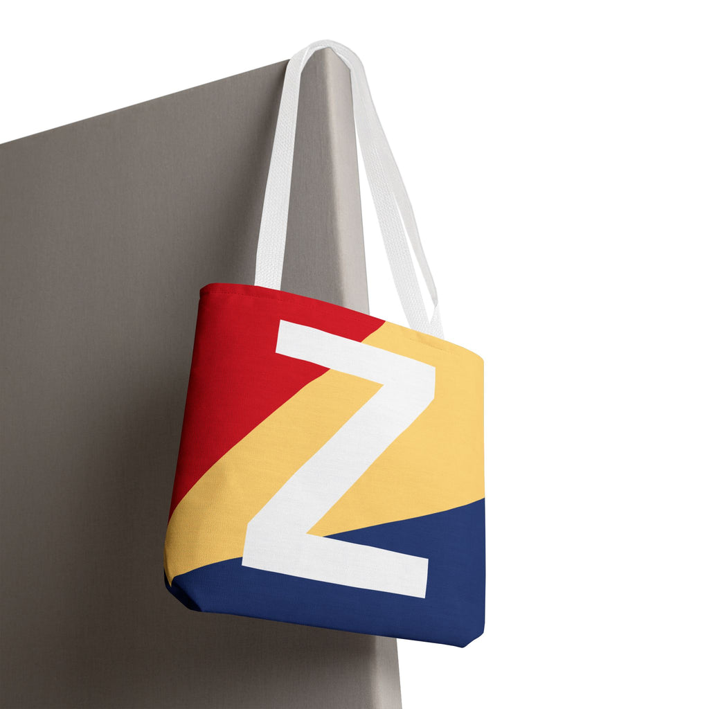 Monogram 'Z' Colorblock Tote Bag — Personalized Initial Z Shoulder Tote
