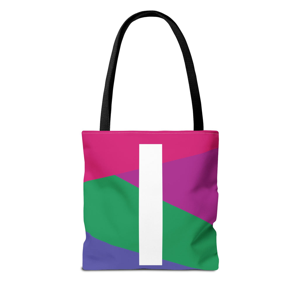 Monogram 'I' Colorblock Tote Bag — Personalized Initial I Shoulder Tote
