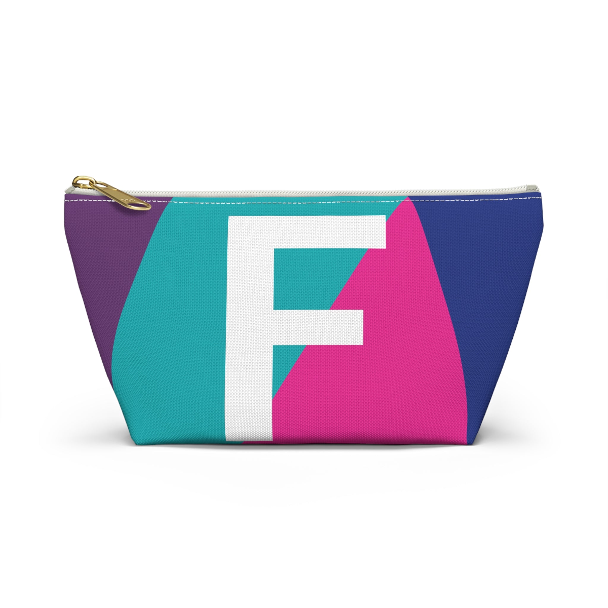 Initials Colorblock Accessory Pouch — Monogram F T-Bottom Cosmetic Bag